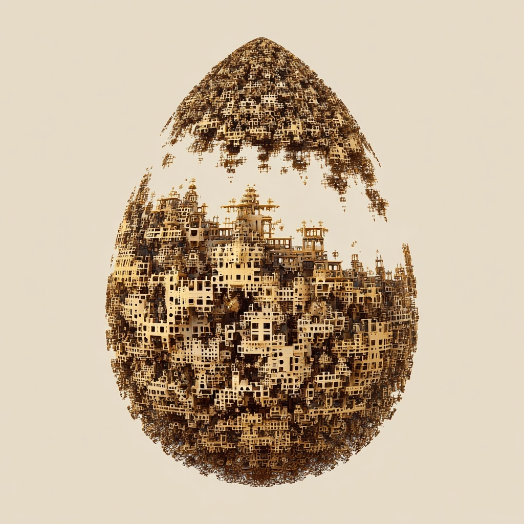 Illustration of a fractal parametric abstracted easter egg