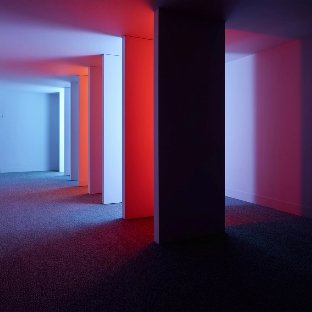 Abstract spatial research, inspired by Donald Judd and Dan Flavin