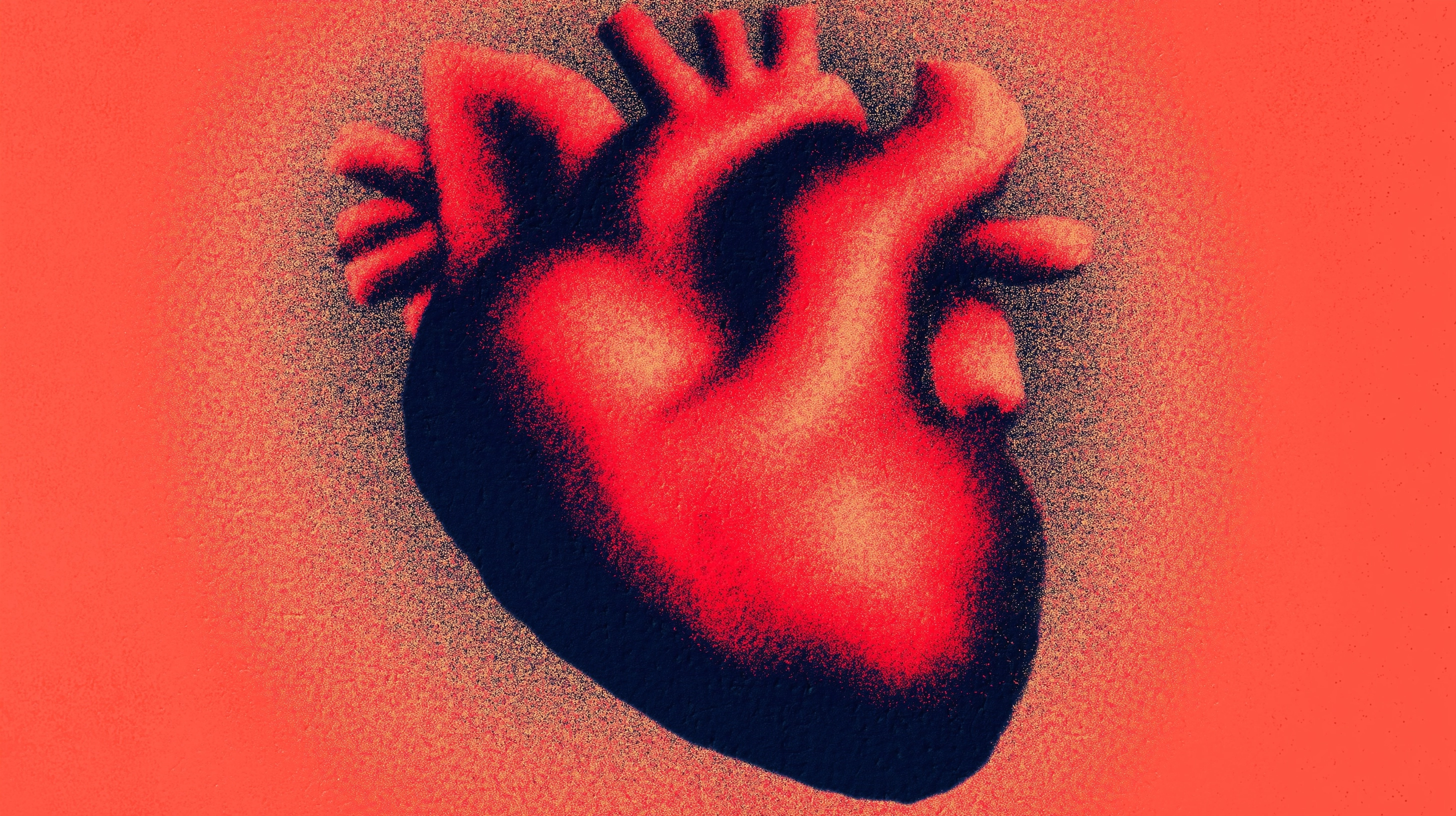 Very soft anatomical heart-like gradient, barely visible shape, diffuse color cloud