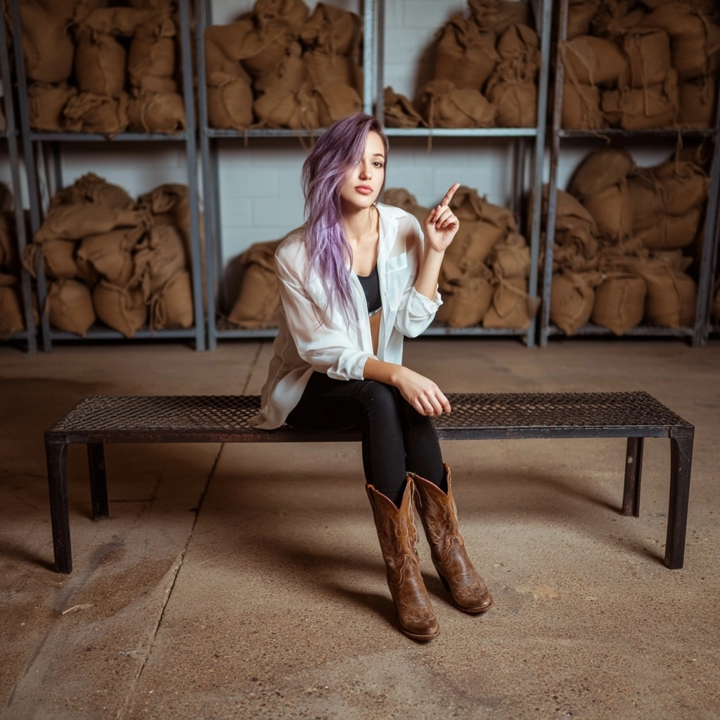 High resolution candid photo of a late-20s neat-dirty-purple-hair israeli-ukrainian female gym teach