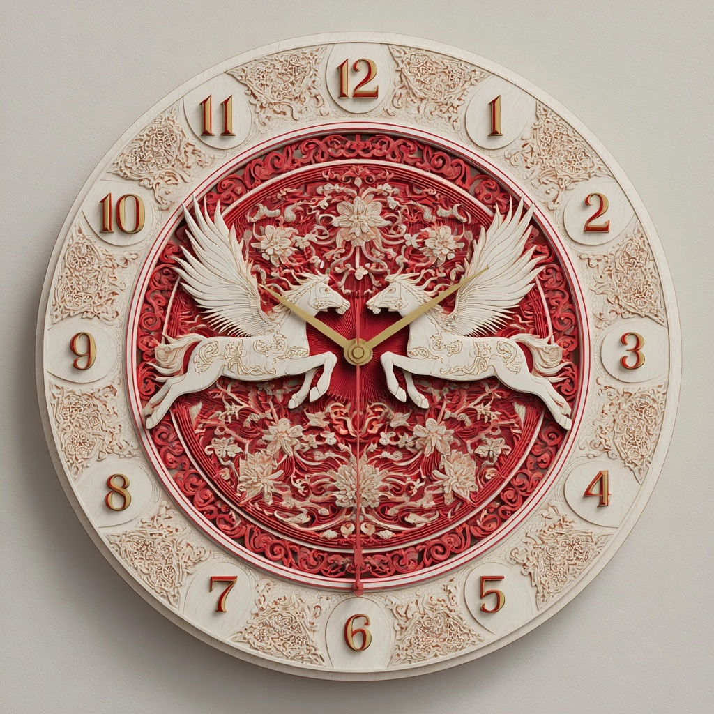 The design of the clock is based on traditional chinese paper-cut art