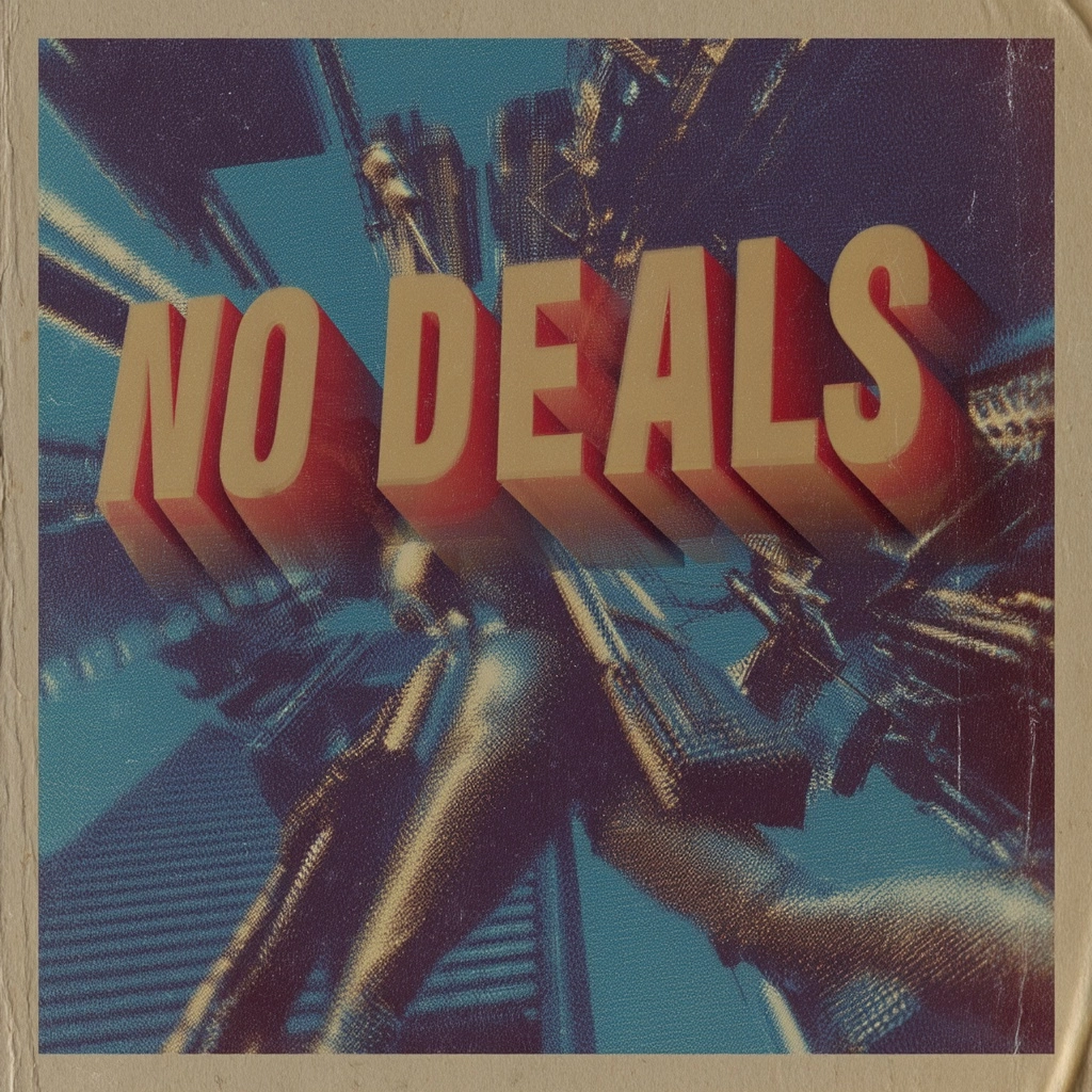 Music album cover for a punk party song about revolution against the money elite with the title "No