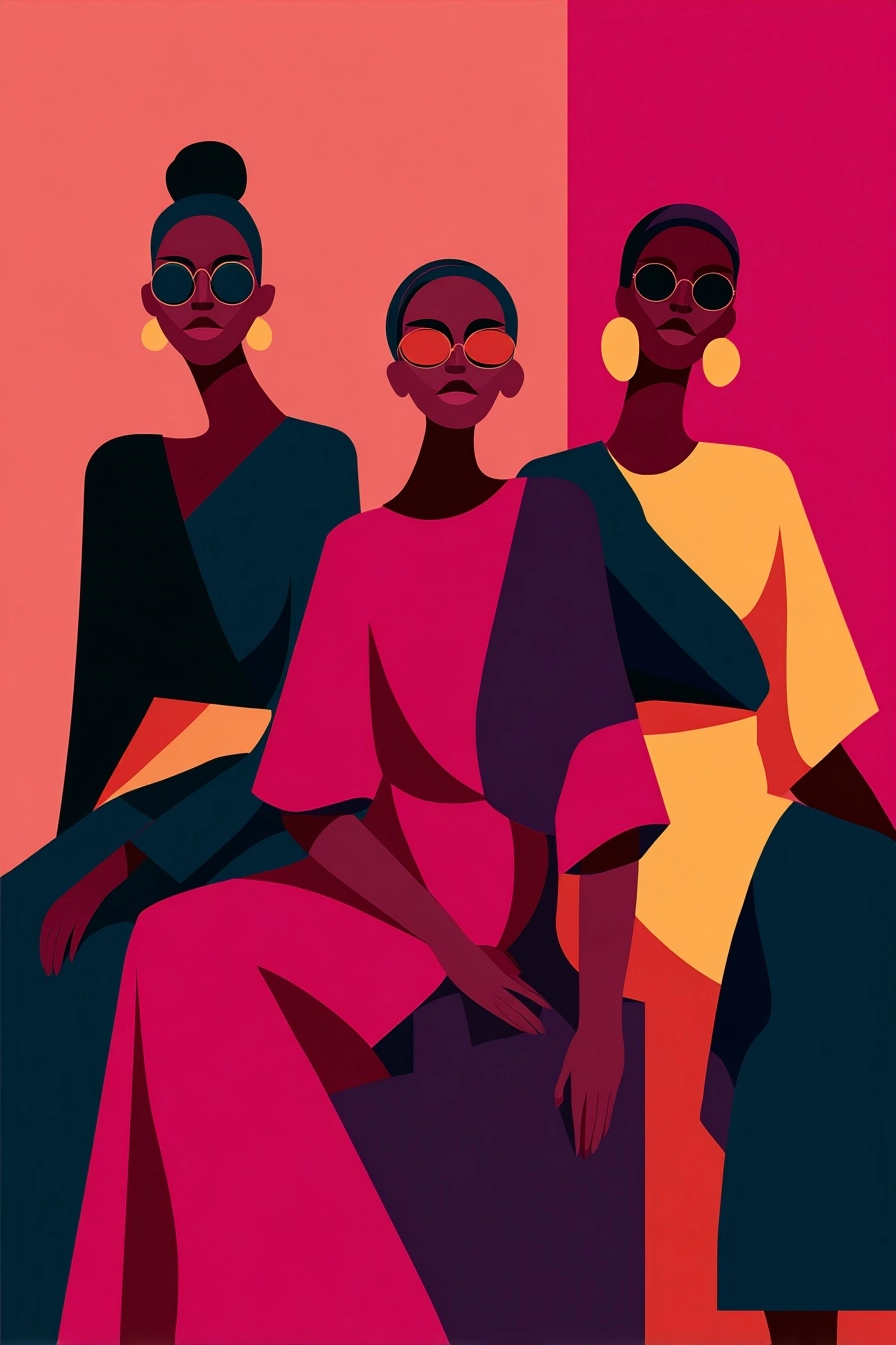 Flat-style illustrations utilize minimalist solid color blocks and high-contrast palettes to portray