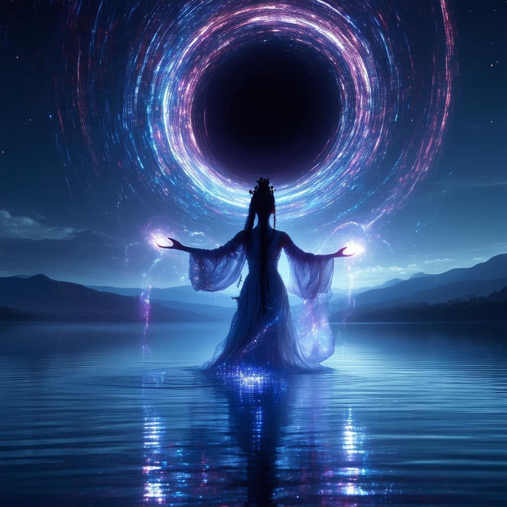 Goddess Ritual Beneath a Swirling Black Hole