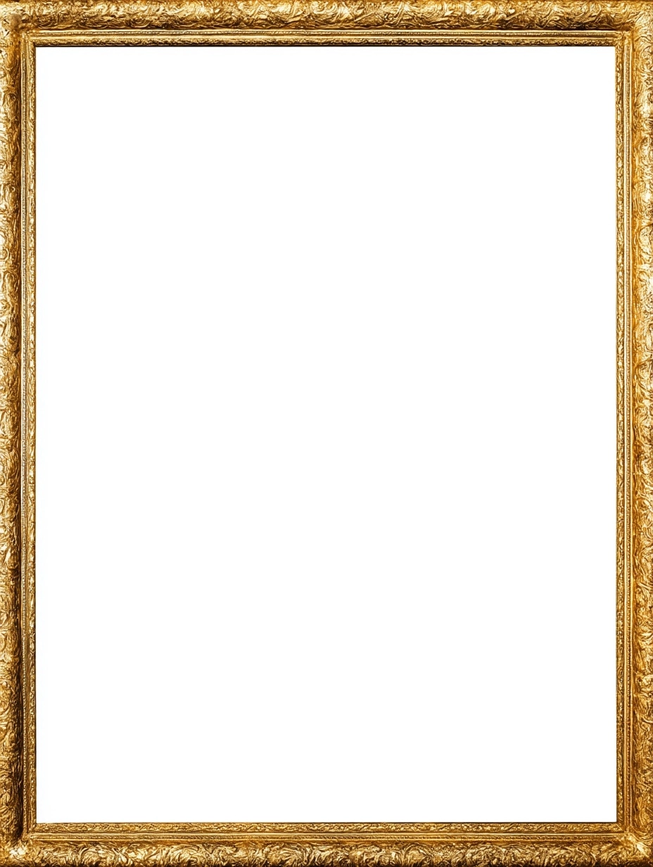 A Blank white space with a light golden thinner baroque frame that encompasses the image