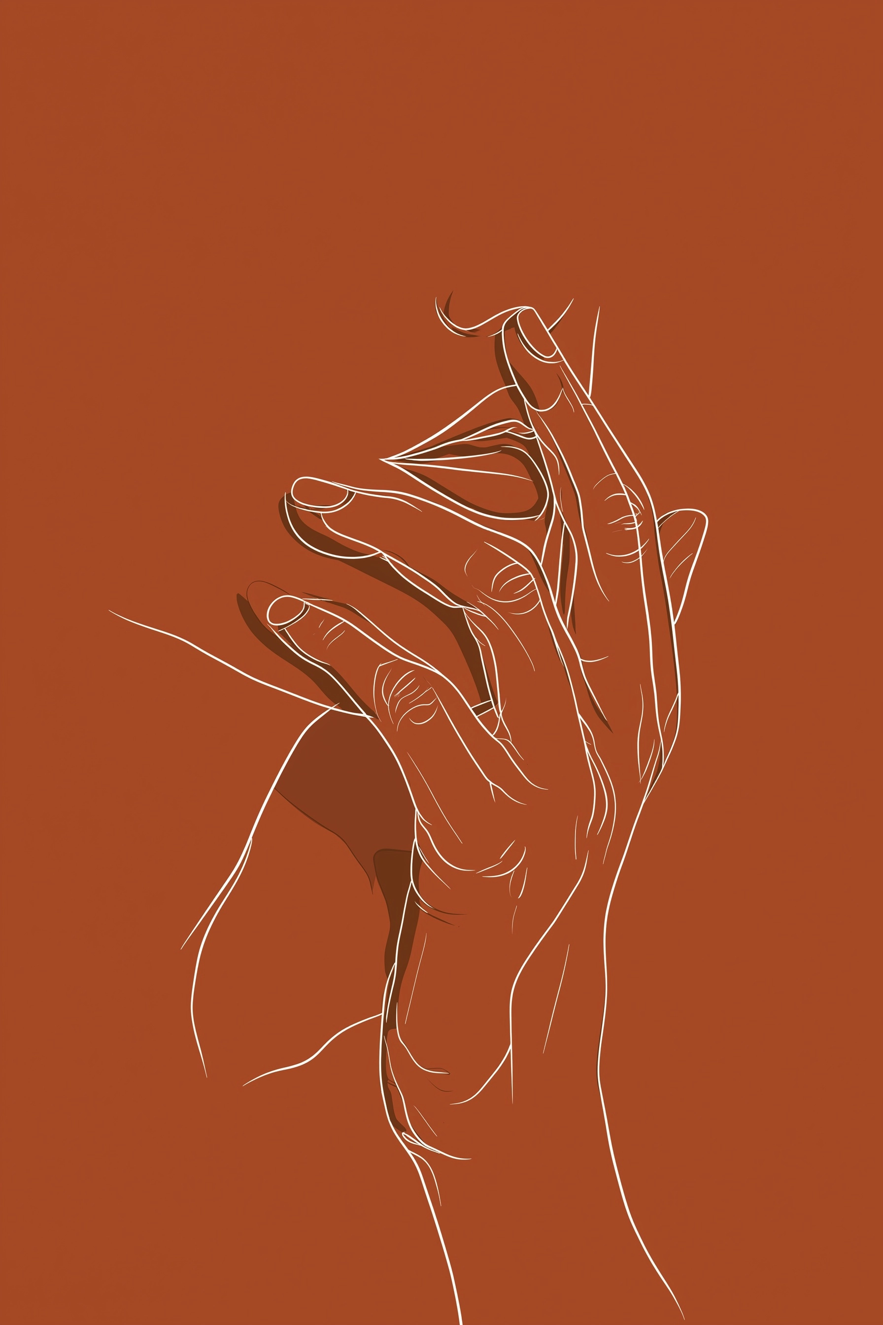 Prompt 1 Solo Linee Minimal line art illustration of a hand gently covering a mouth