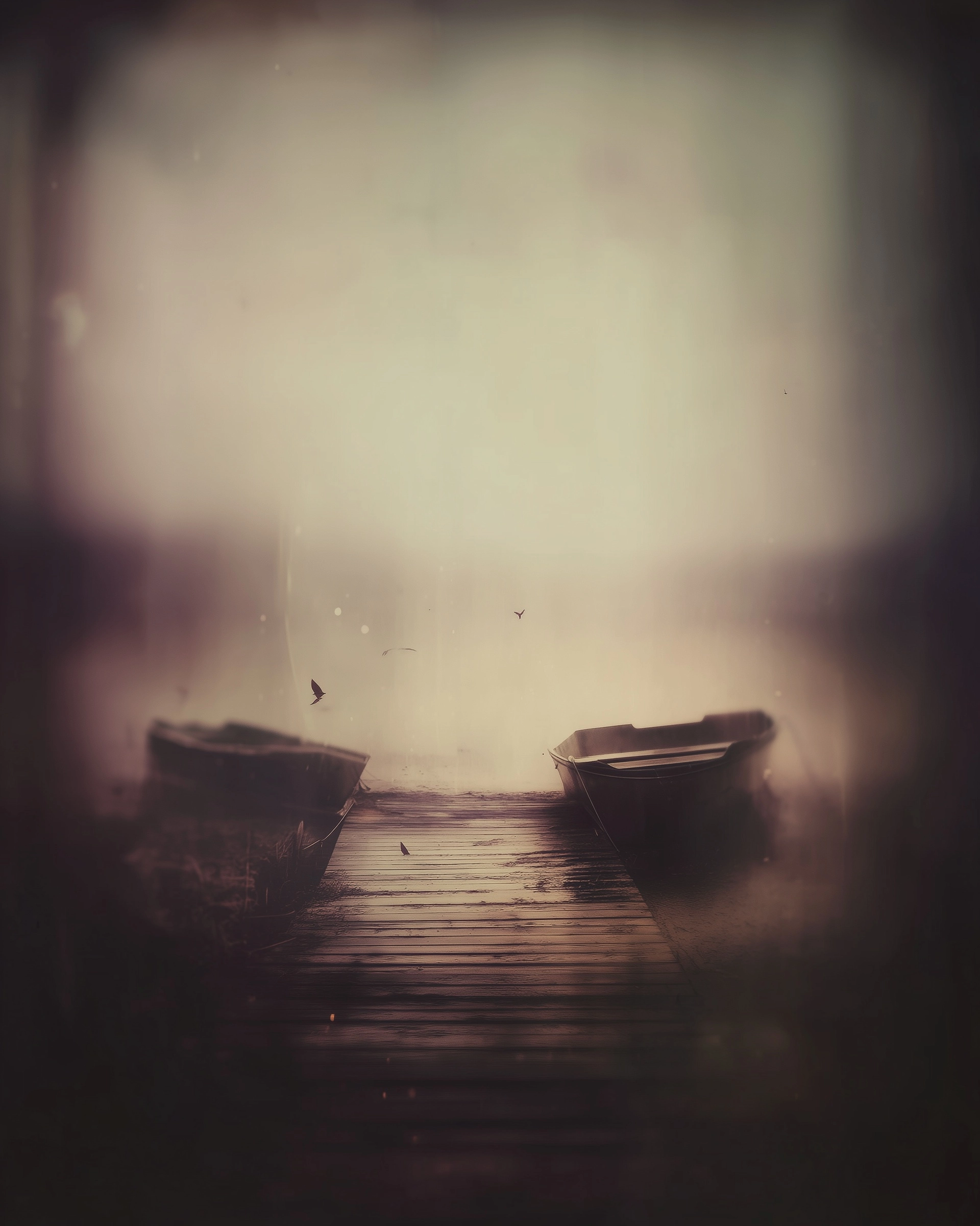 Soft focus close-up of un embarcadero de pueblo, delicate Fine art photography