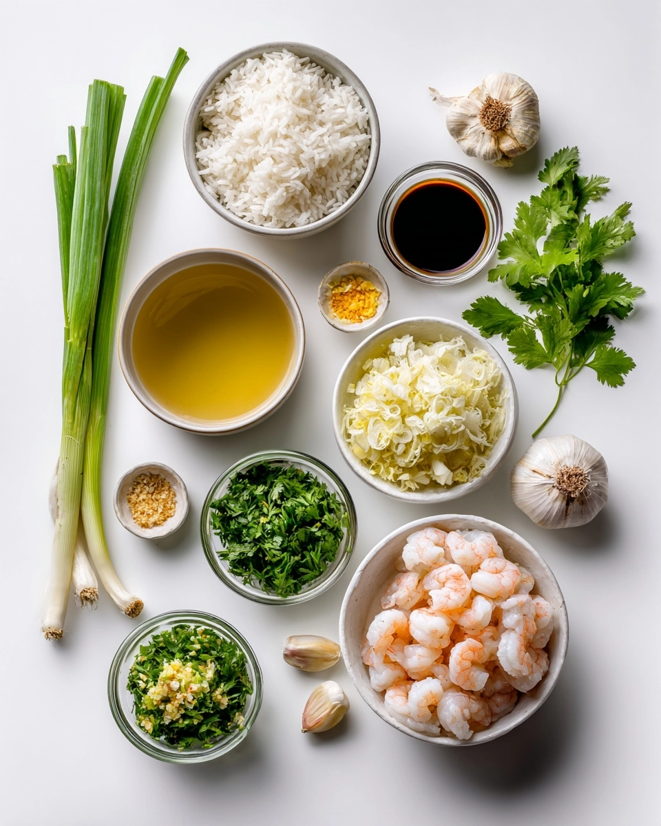 P2_01KN1VSGHC5ZZSP1PEP8QCRDX5, | Minimalist flat-lay of ingredients for Thai Breakfast Rice Soup wit