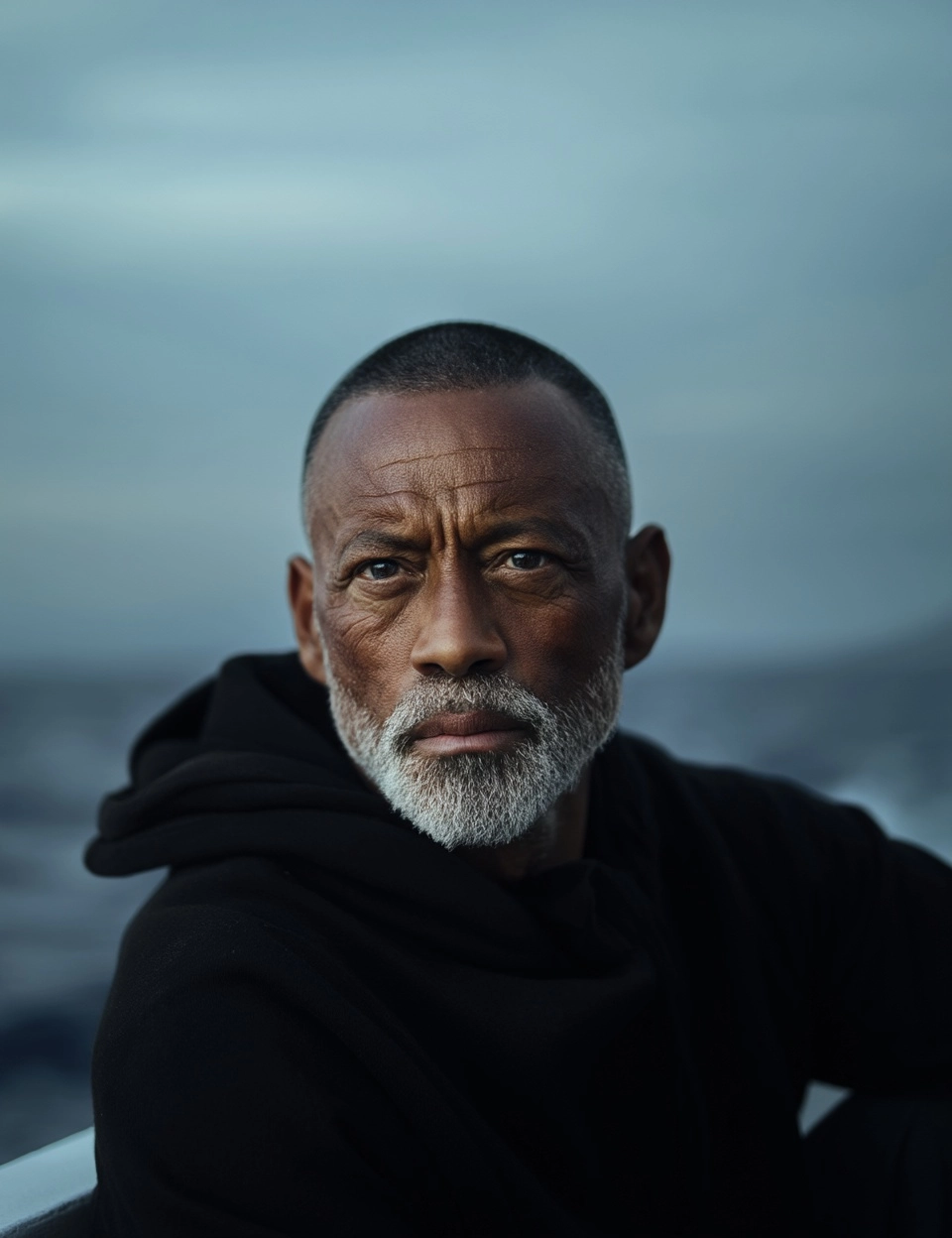 A cinematic photograph of a middle-aged greek man with short, buzzcut hair