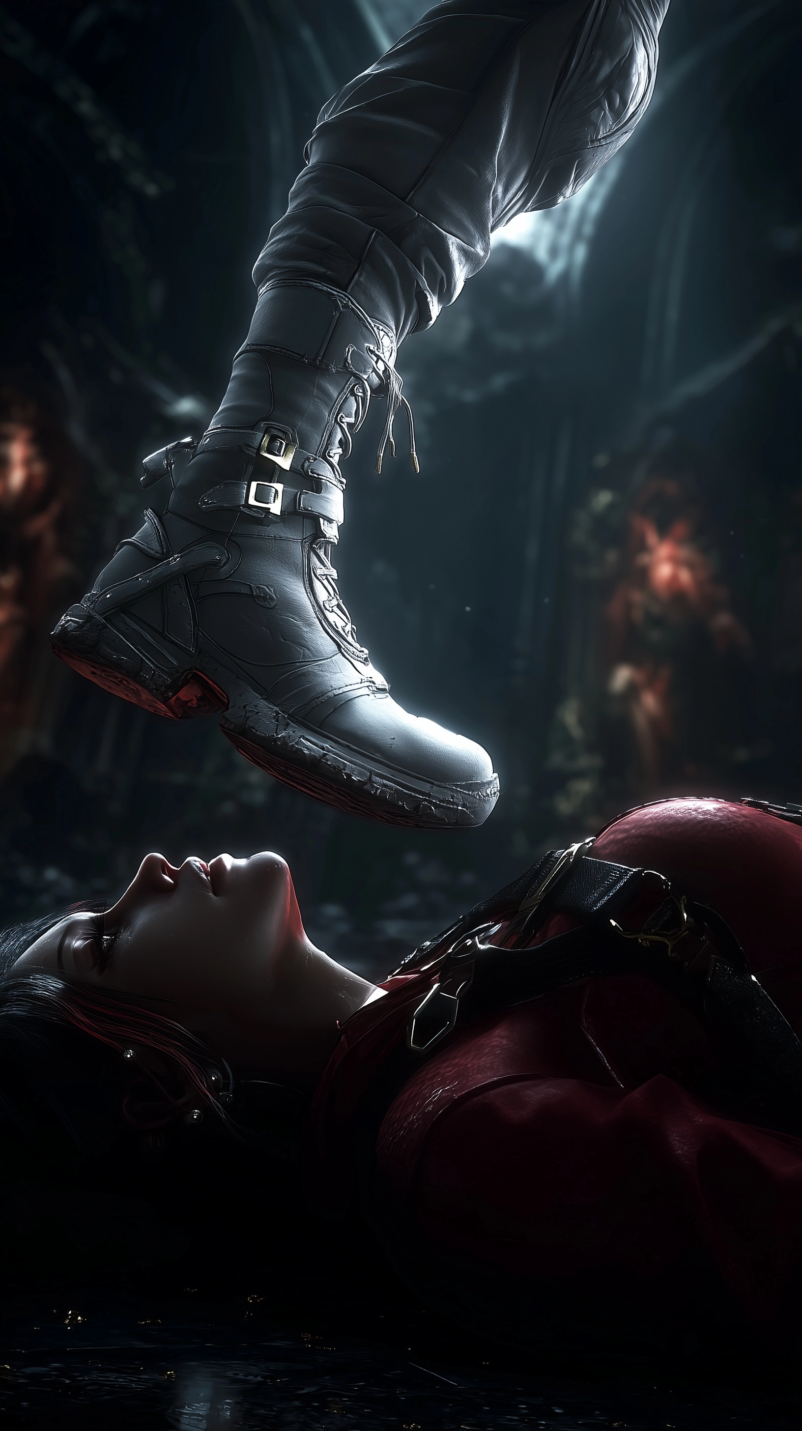 Ultra realistic cinematic shot, close-up low angle composition