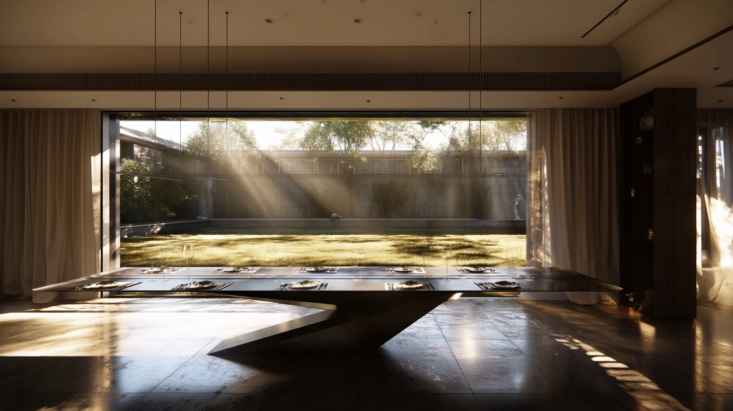 Long Dining Table in a Modern Chinese Villa