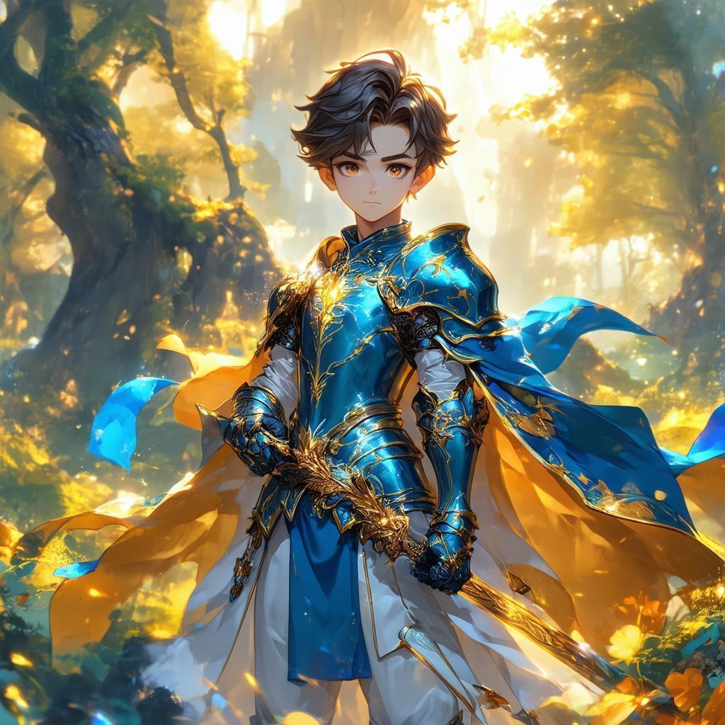 Chibi Knight Boy in Intricate Fantasy Armor