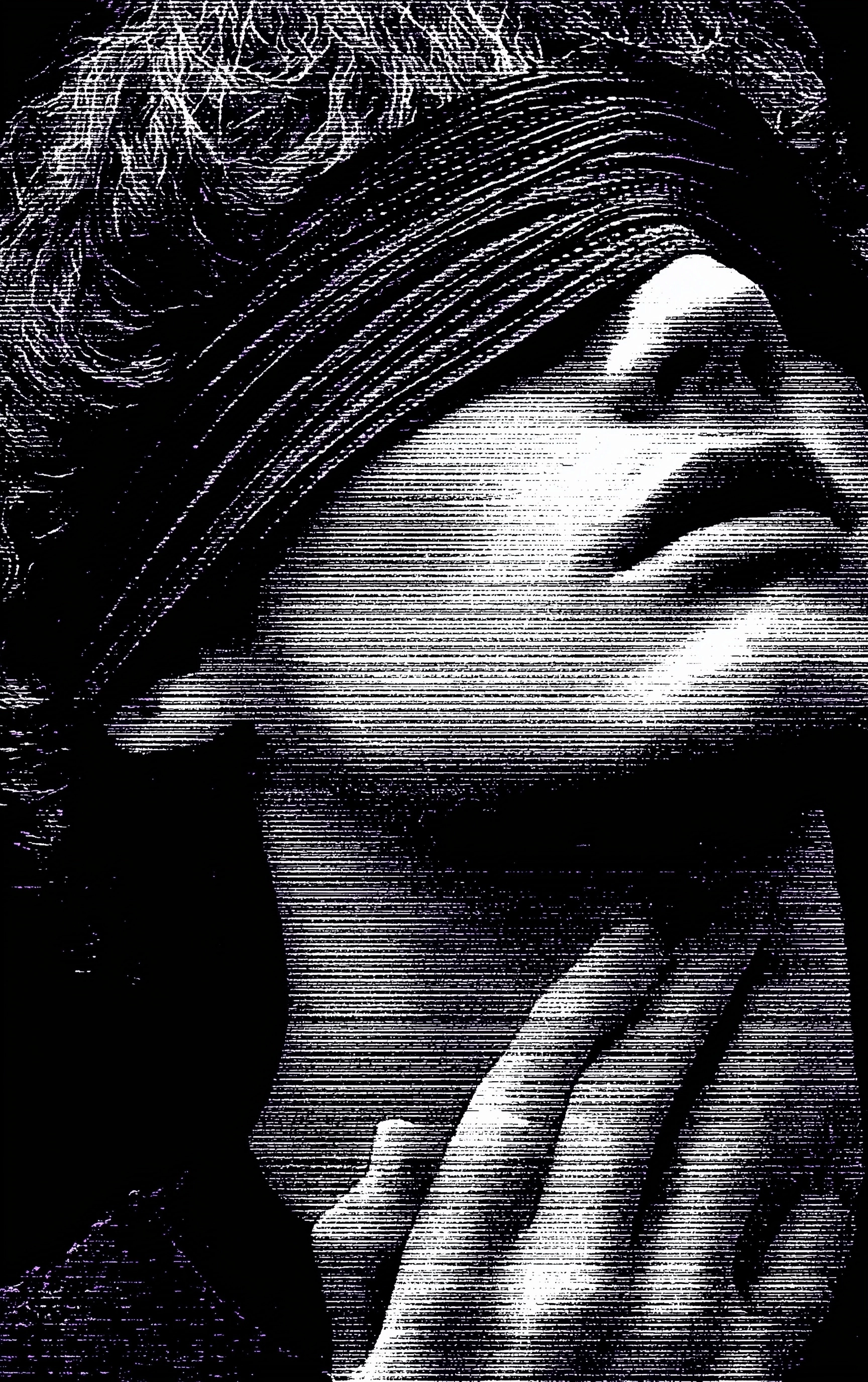 Vhs screengrab of latino male with ASCII style blindfold, dark shaggy hair , toasting in the air
