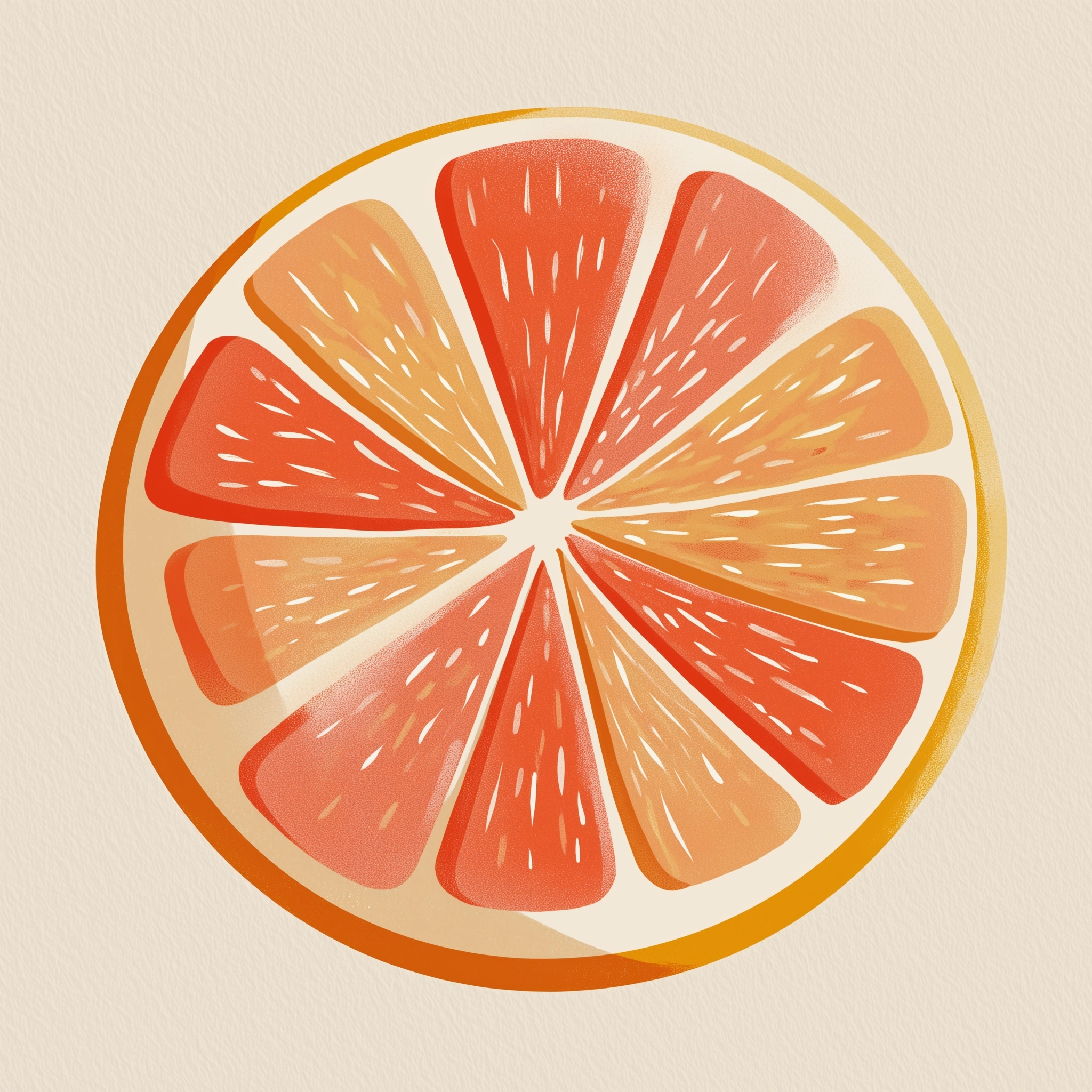 A modern flat illustration of a citrus fruit slice with bold