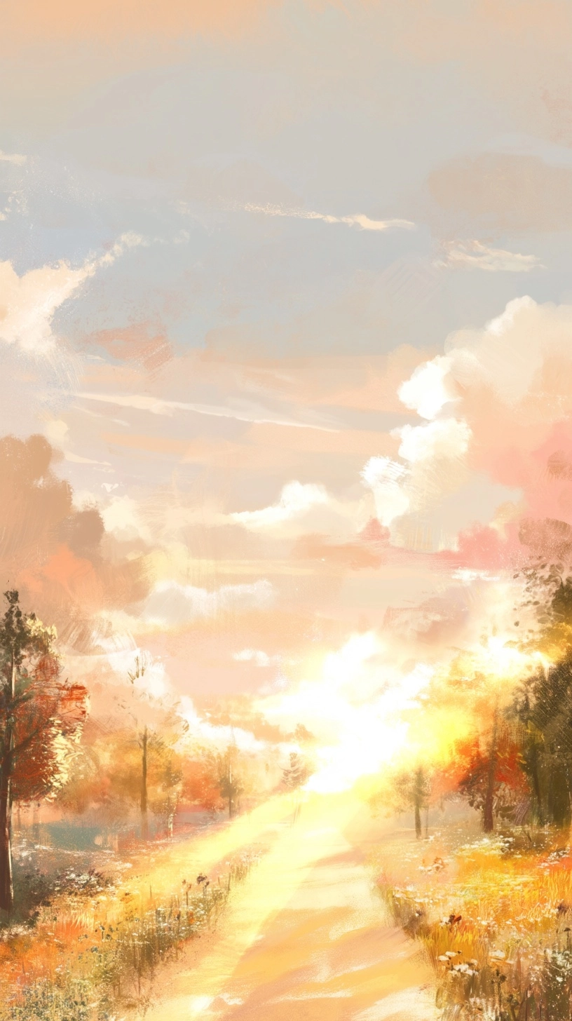 Soft pastel Christian illustration, warm spring atmosphere, gentle sunlight
