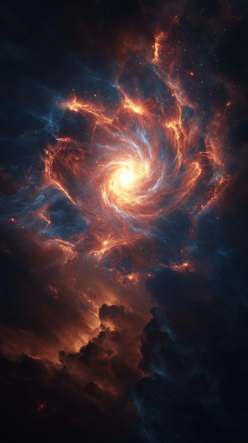 A giant lotus flower, floating deep within a nebula. Its petals are colossal star light spanning lig