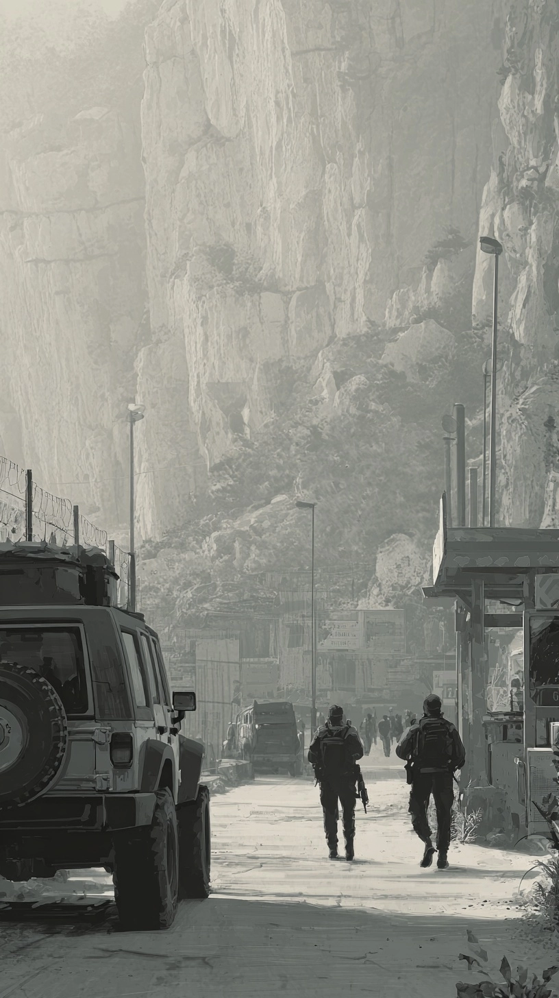 Ceuta border patrol scene