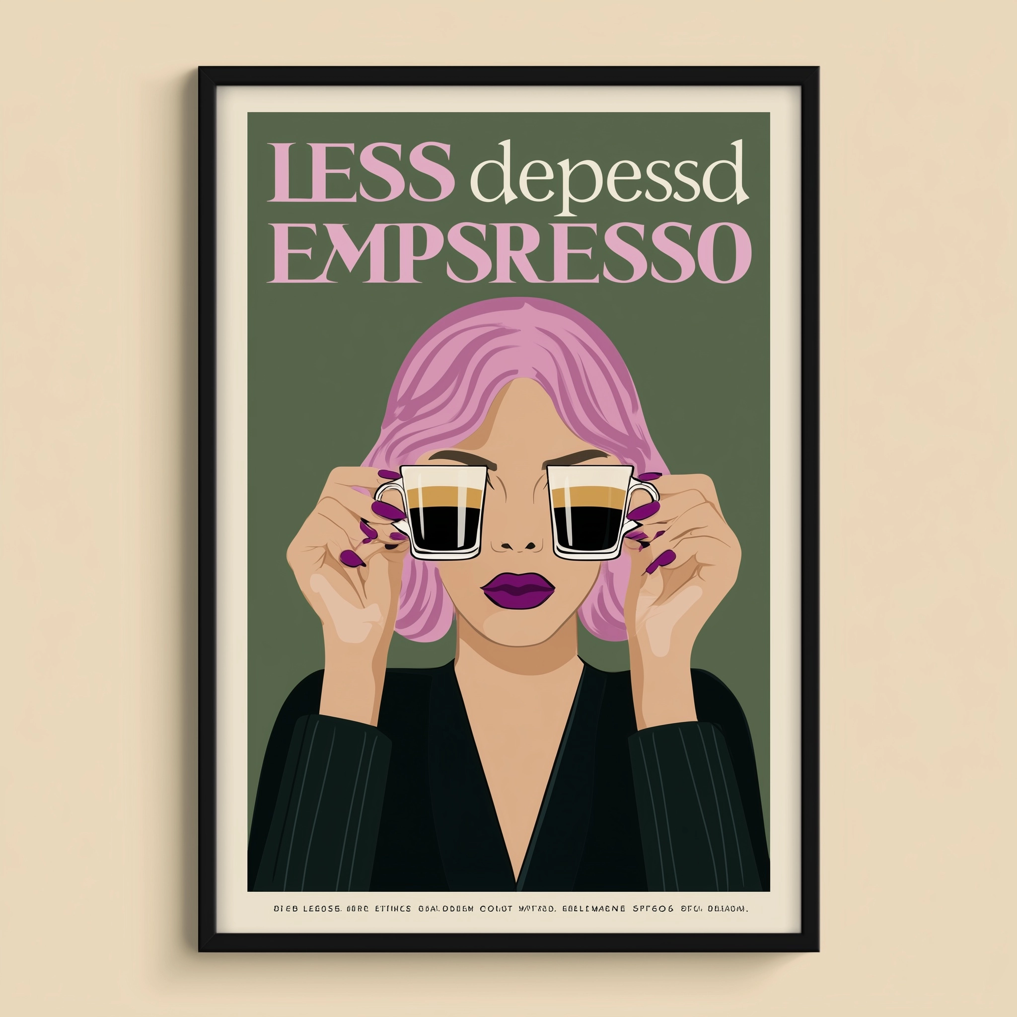 Minimalist poster with the bold text "lessdepressed