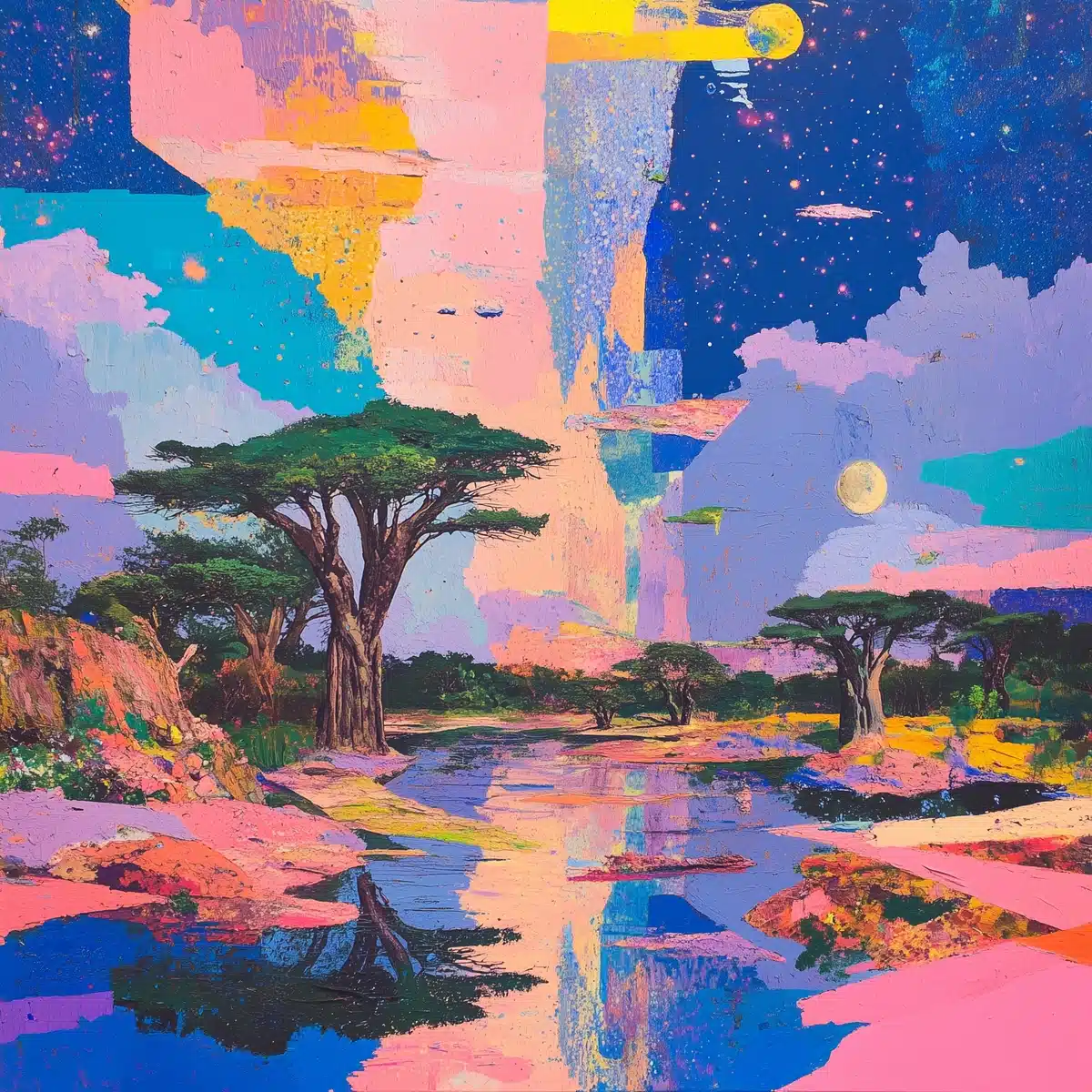 Baobab Forest Aurora Landscape