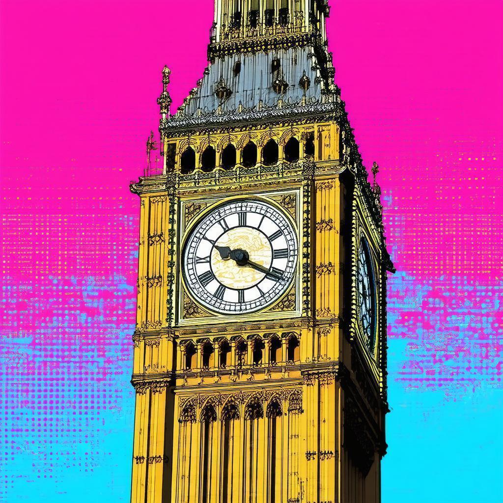 Big Ben Rendered in Bold Manga Lines
