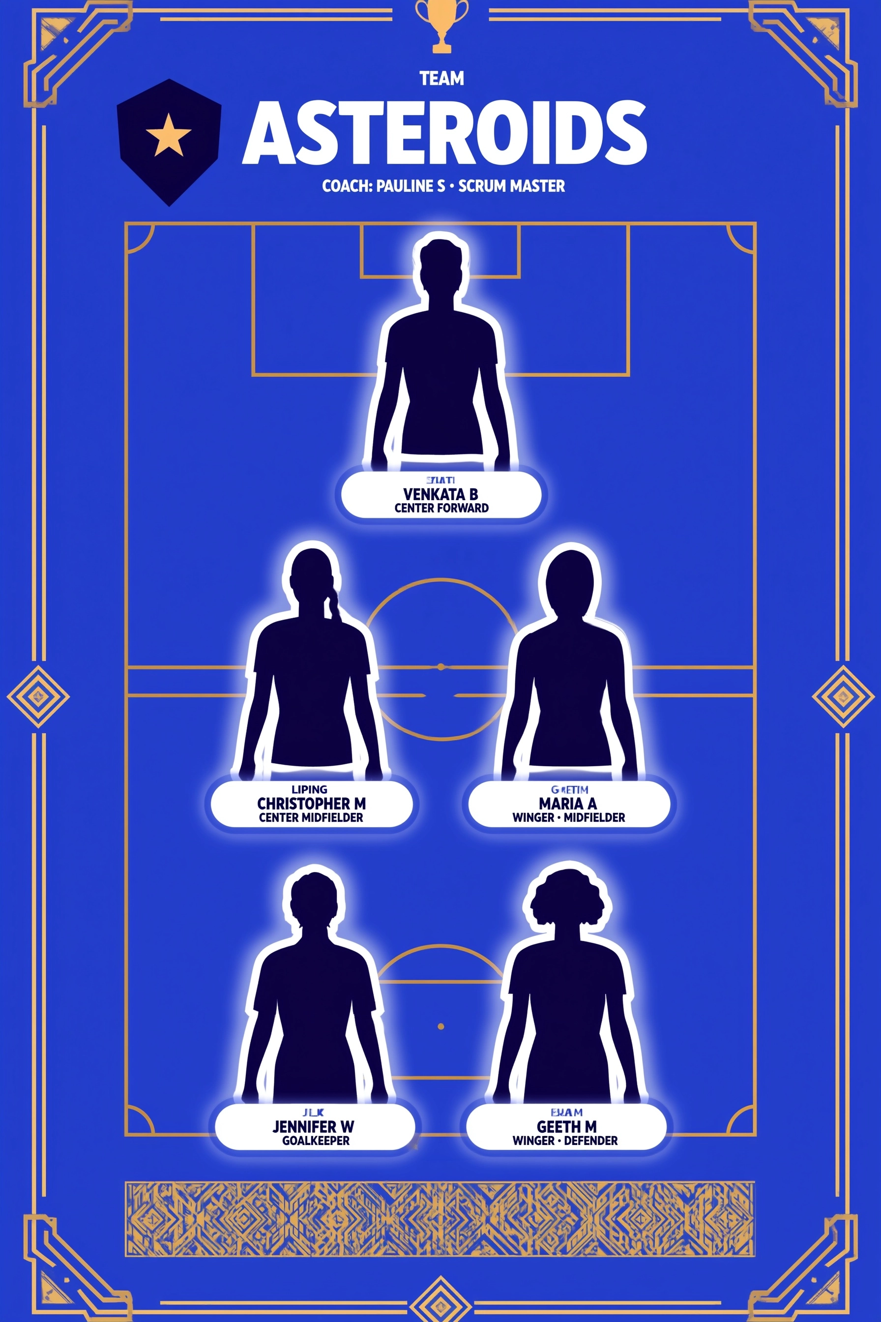 FIFA 2026 World Cup team poster, A4 portrait, rich solid electric cobalt blue background