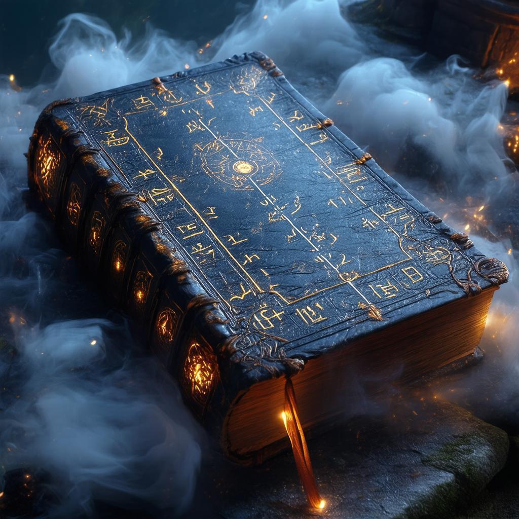 Ancient Tome Glowing Under Ethereal Moonlight