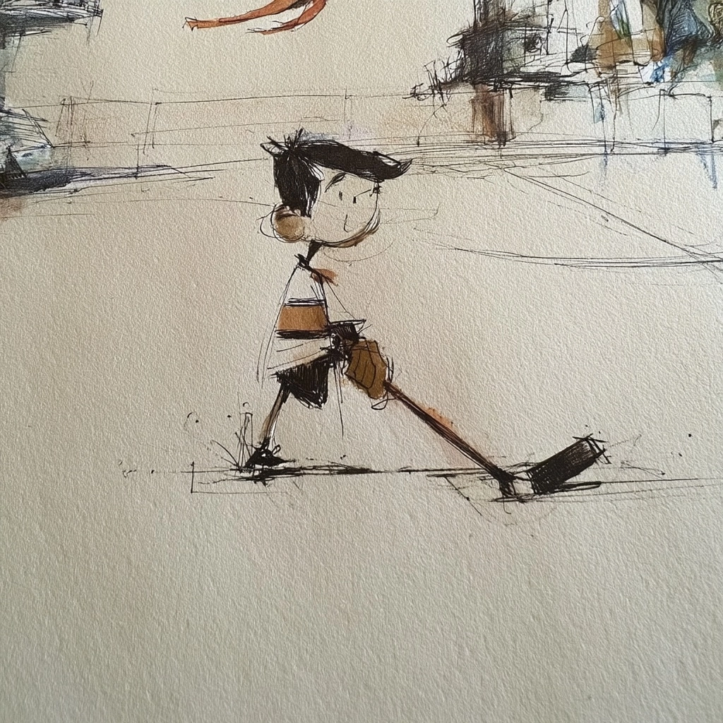 A 1960’s cartoon hockey player drawn in upa style, simple lines no shading.