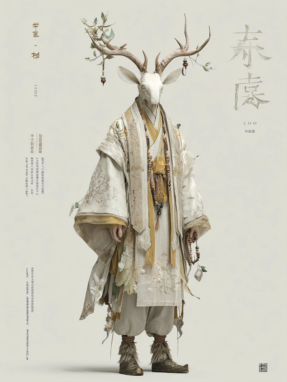 Generate a prototype of the character image of Bai Ze from the Chinese mythology "Shan Hai Jing"