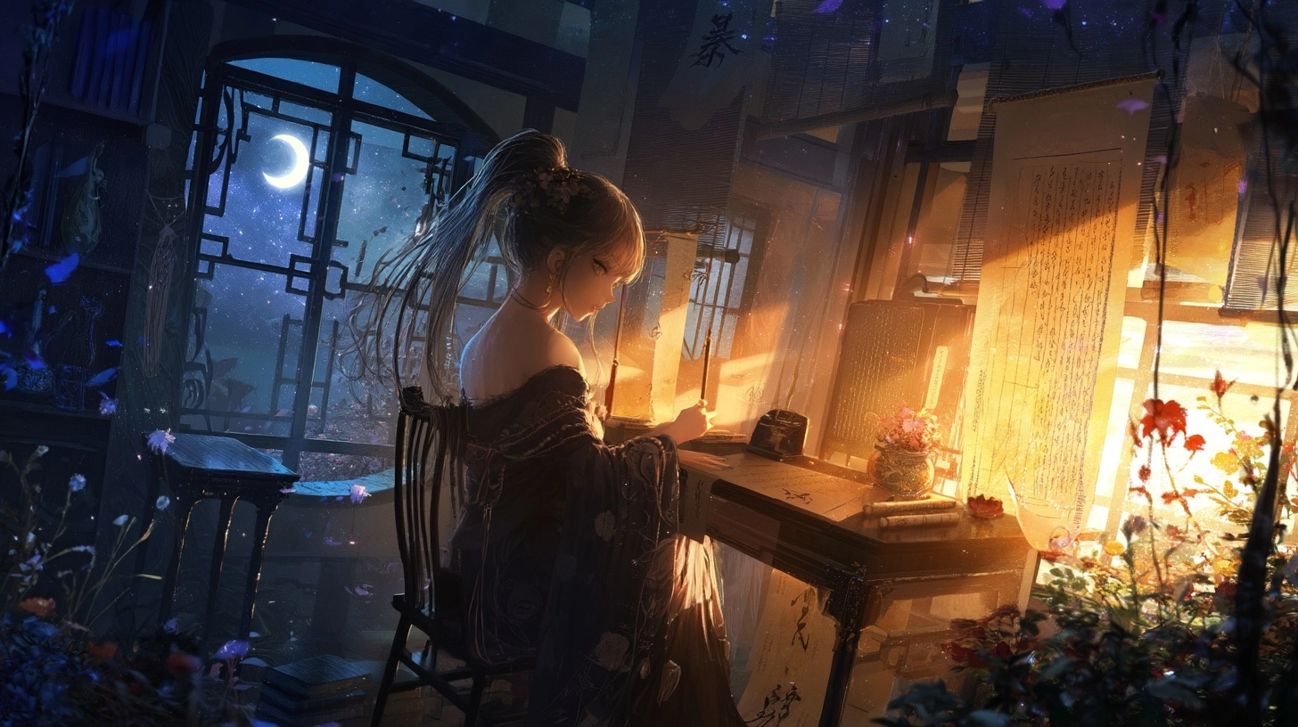I once used to quietly sketch your face Sunlight on Rice Paper Carving a wish into the desk Are they
