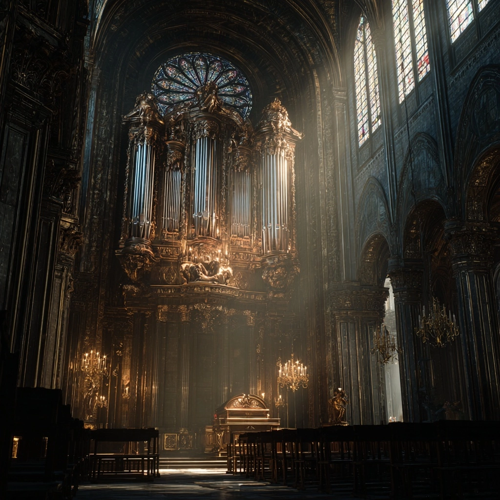Hyper-realistic photo of a majestic cathedral interior