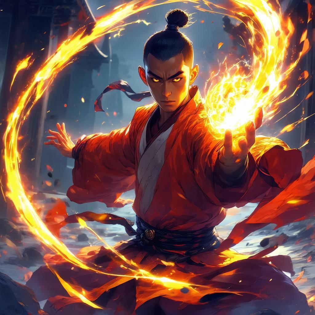 Superhuman Monk Radiating Manga Energy Aura