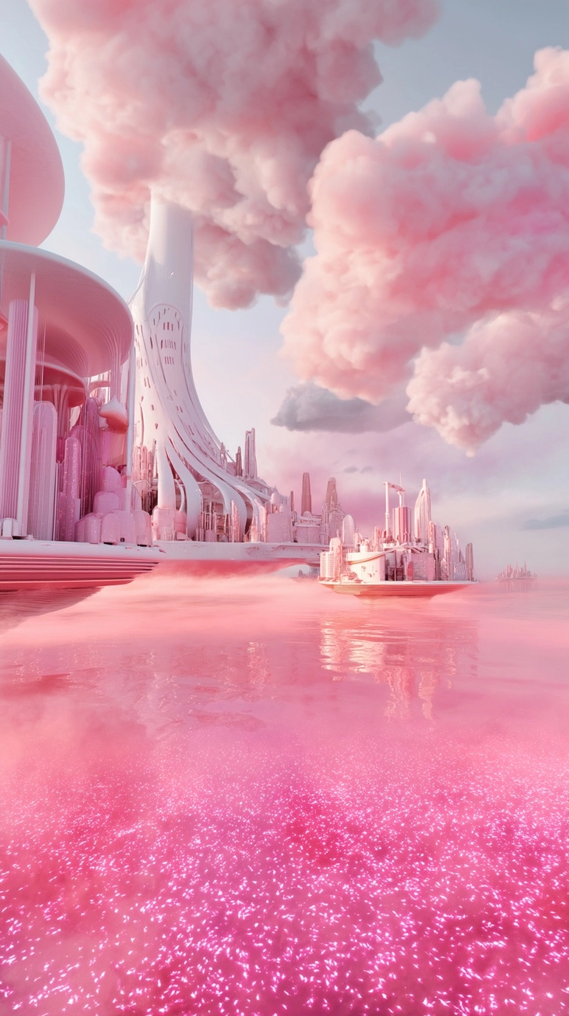A corner of a futuristic floating city named "Parma