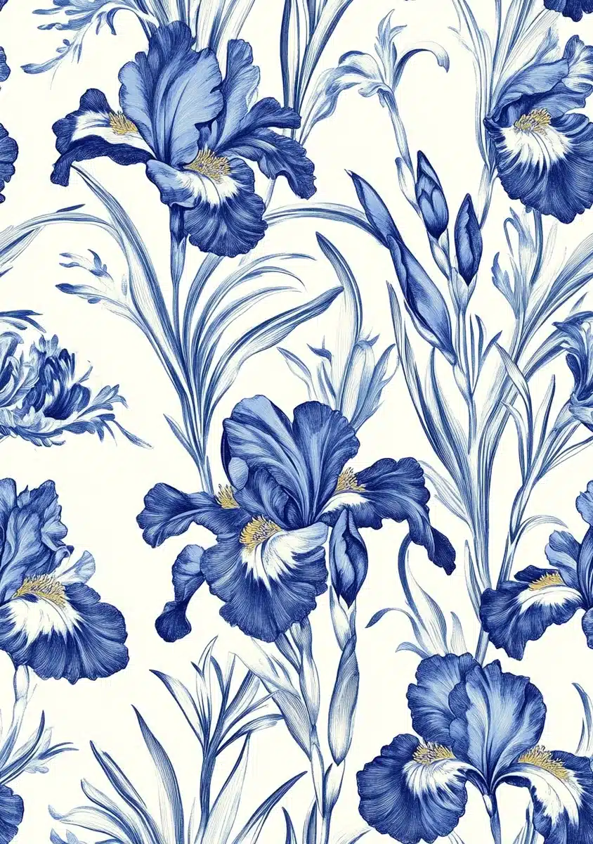 Chinoiserie Irises In Blue