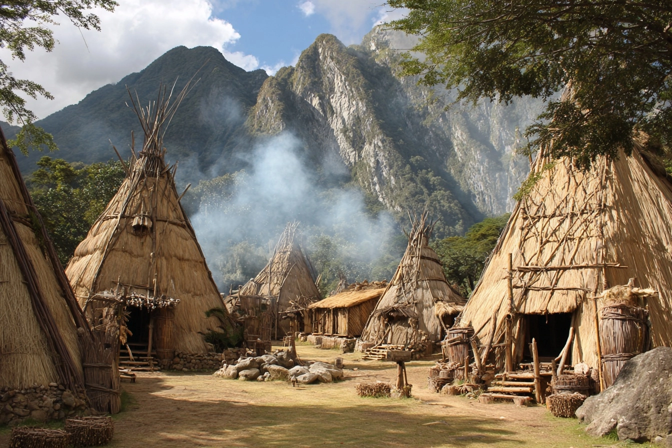 South American Indigenous village, prehistoric