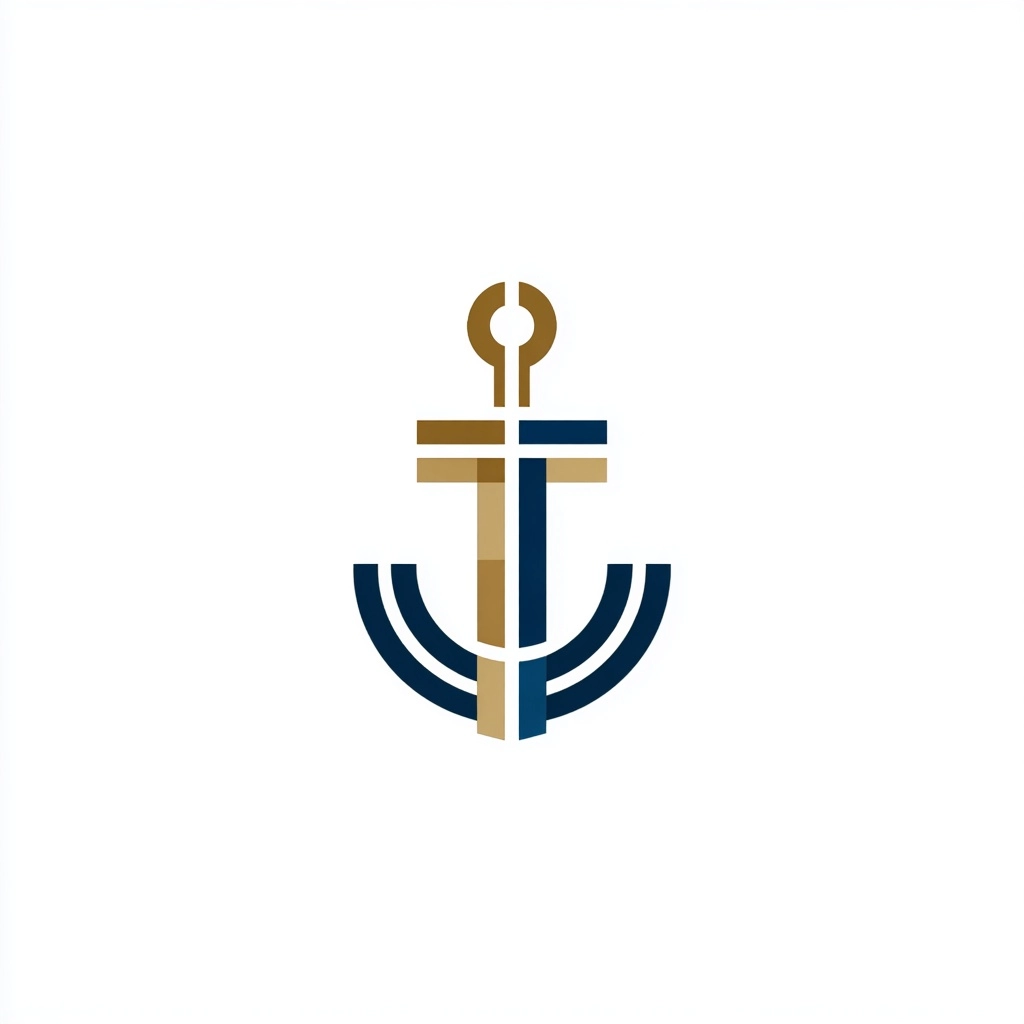 Minimalist logo, abstract anchor symbol, clean geometric lines, very simple and bold