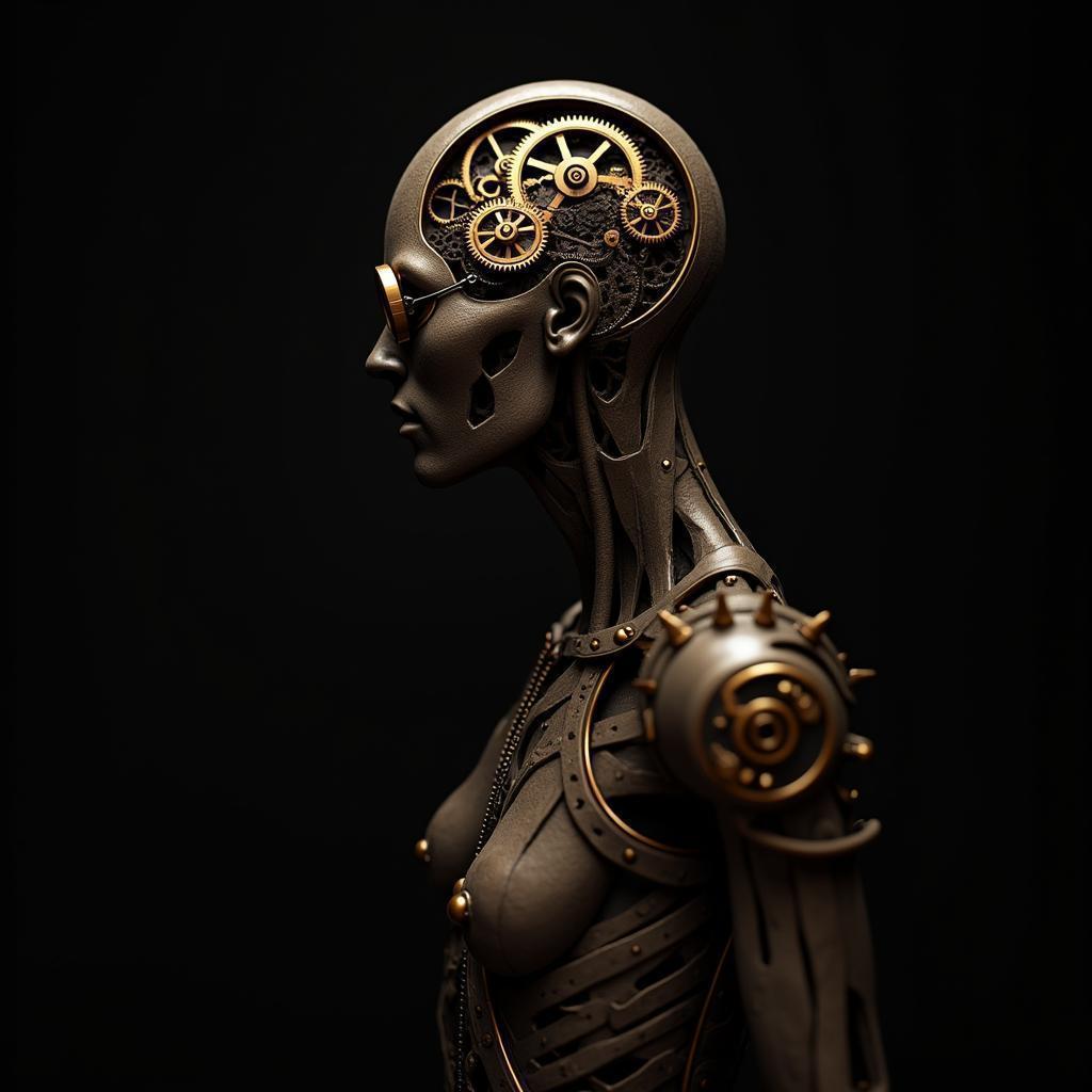 Steampunk Human With Polished Brass Gears