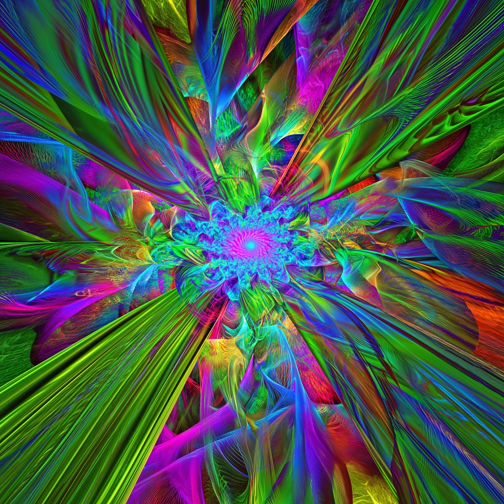 Hyperbolic fractal, fluorescent colors, airbrush art, 3D, superb lighting