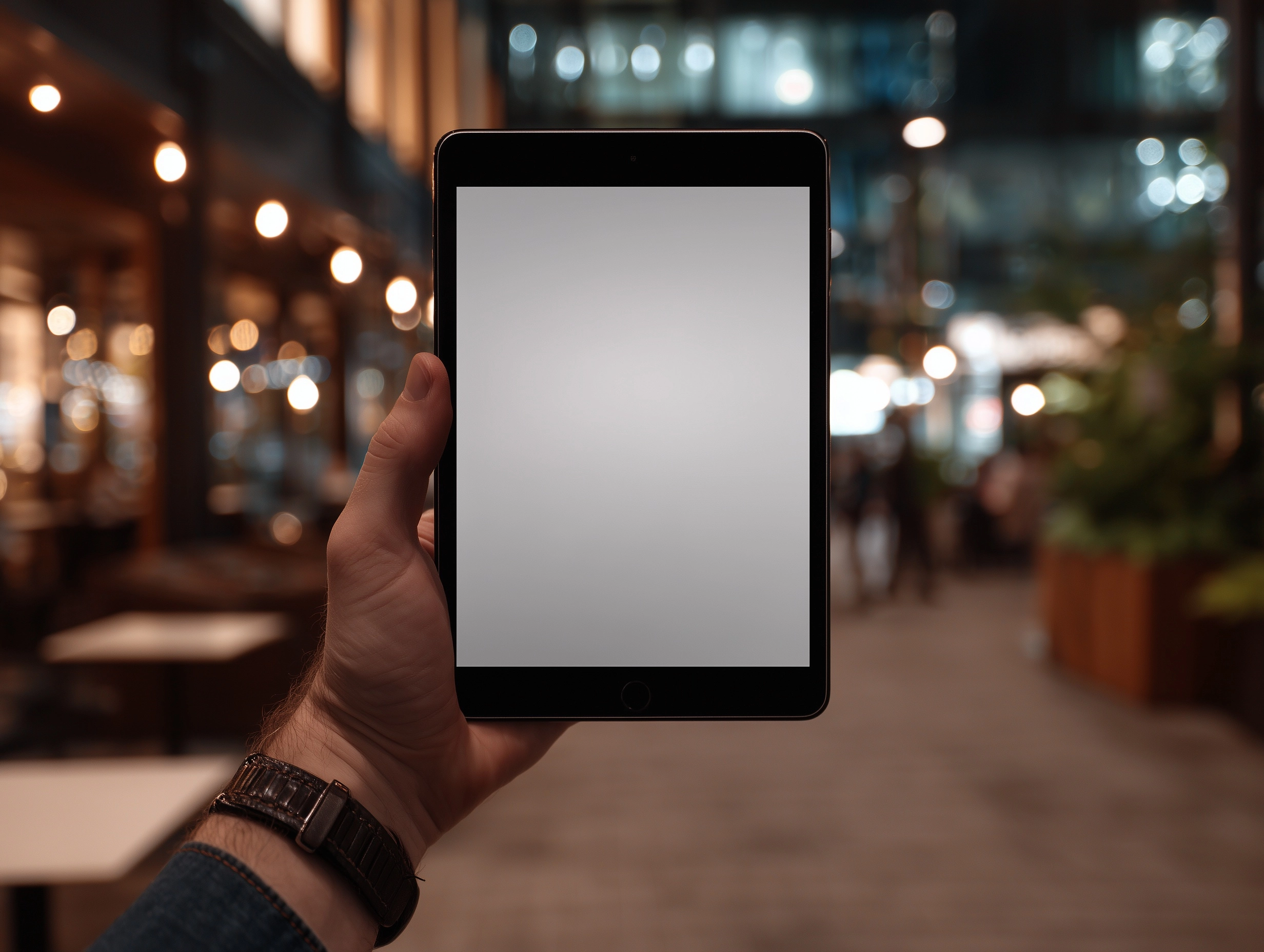 Image of an ipad in a man hand for mockups