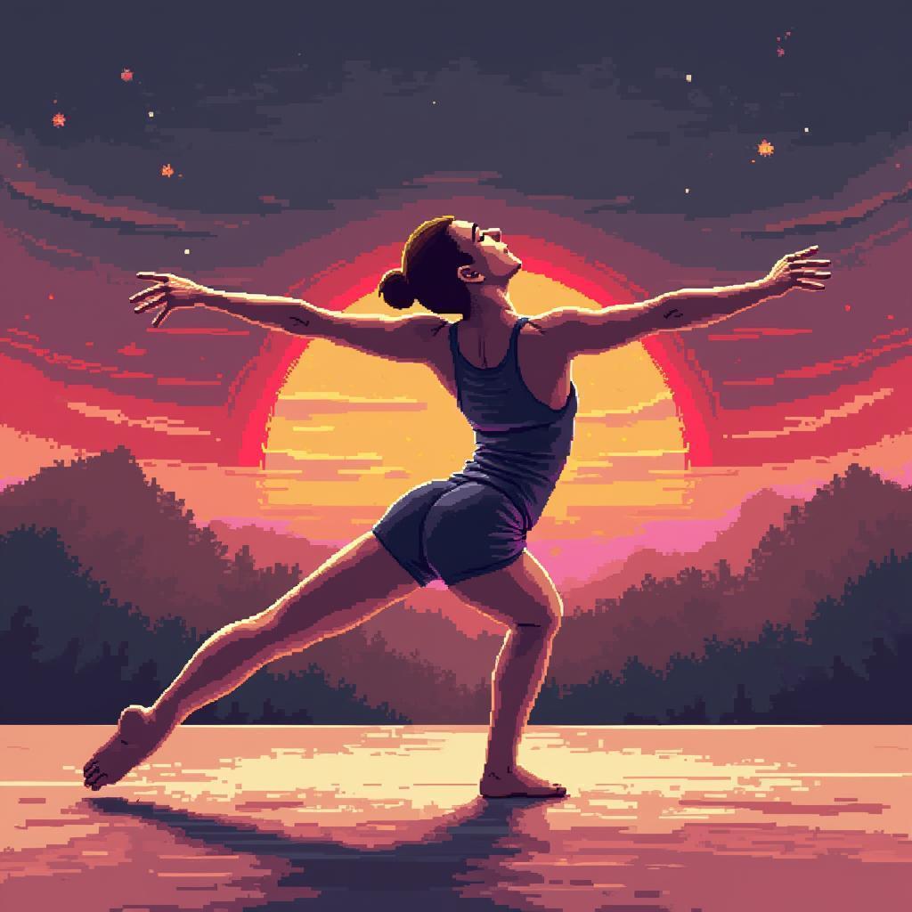Pixel Gymnast Doing the Splits From Behind