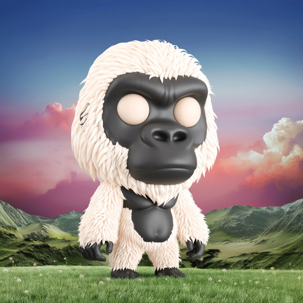 3d iOS emoji chibi albino hybrid gorilla furry