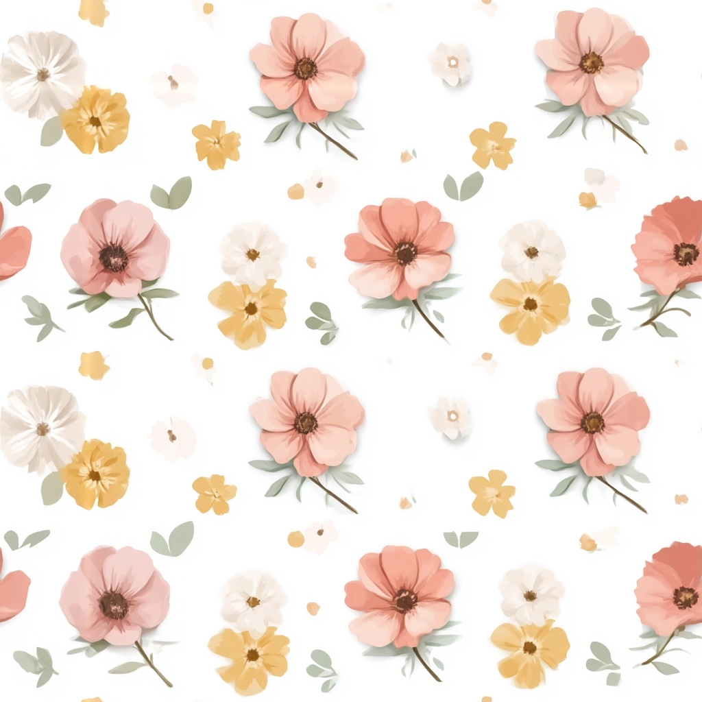 Pattern covering full canvas, small scattered flowers evenly distributed, no elements cut off