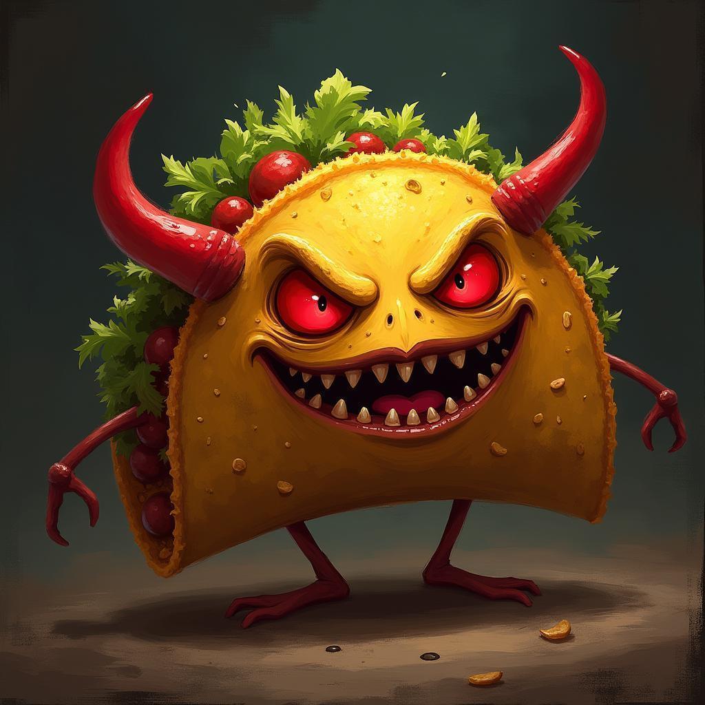 Demon Possessed Taco in Vivid Painterly Horror