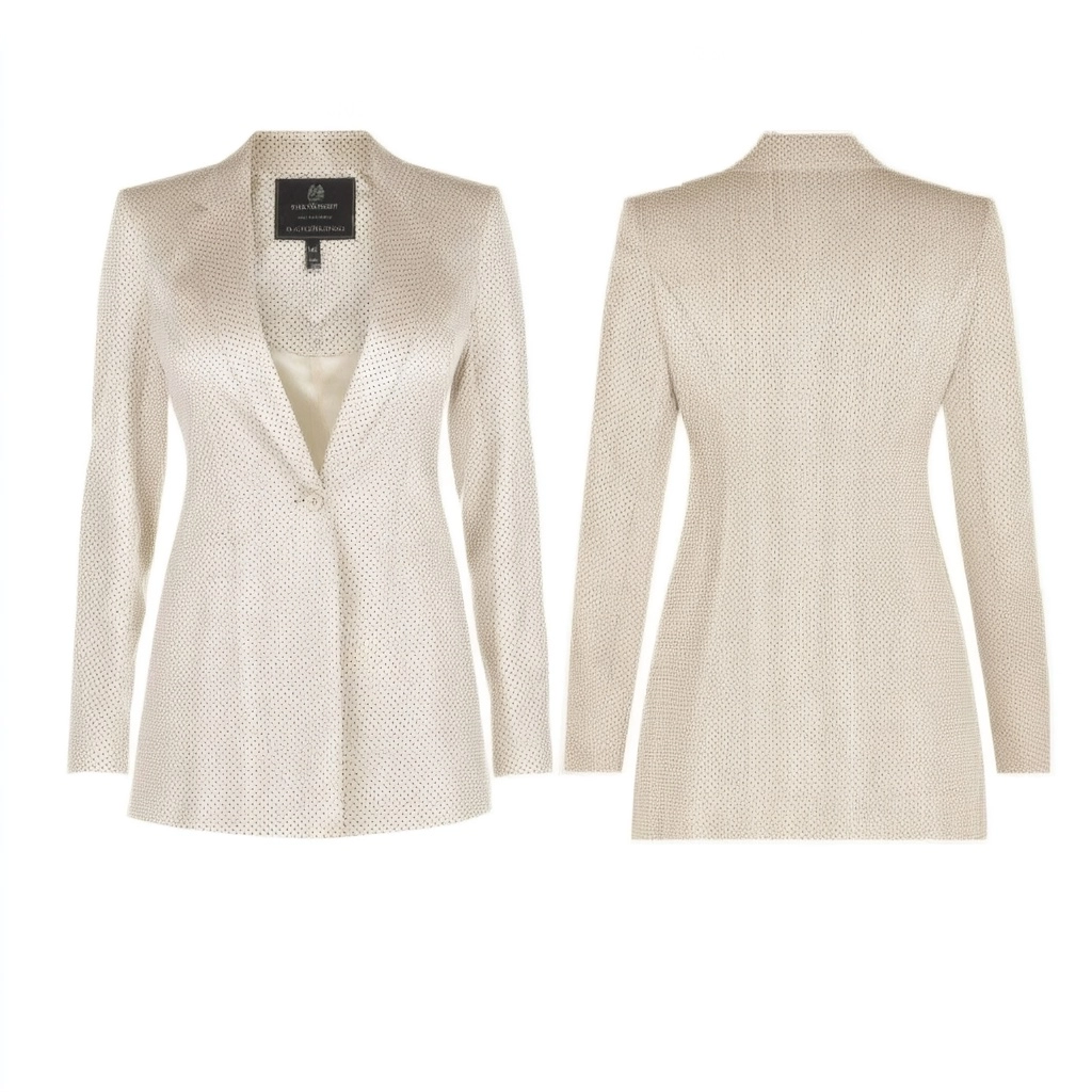 Women's tailored blazer in warm ivory with tiny pin dot pattern