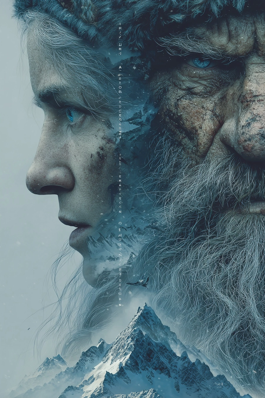 The face of a dwarven maiden on the left and the face of a grizzled dwarven outlaw on the right