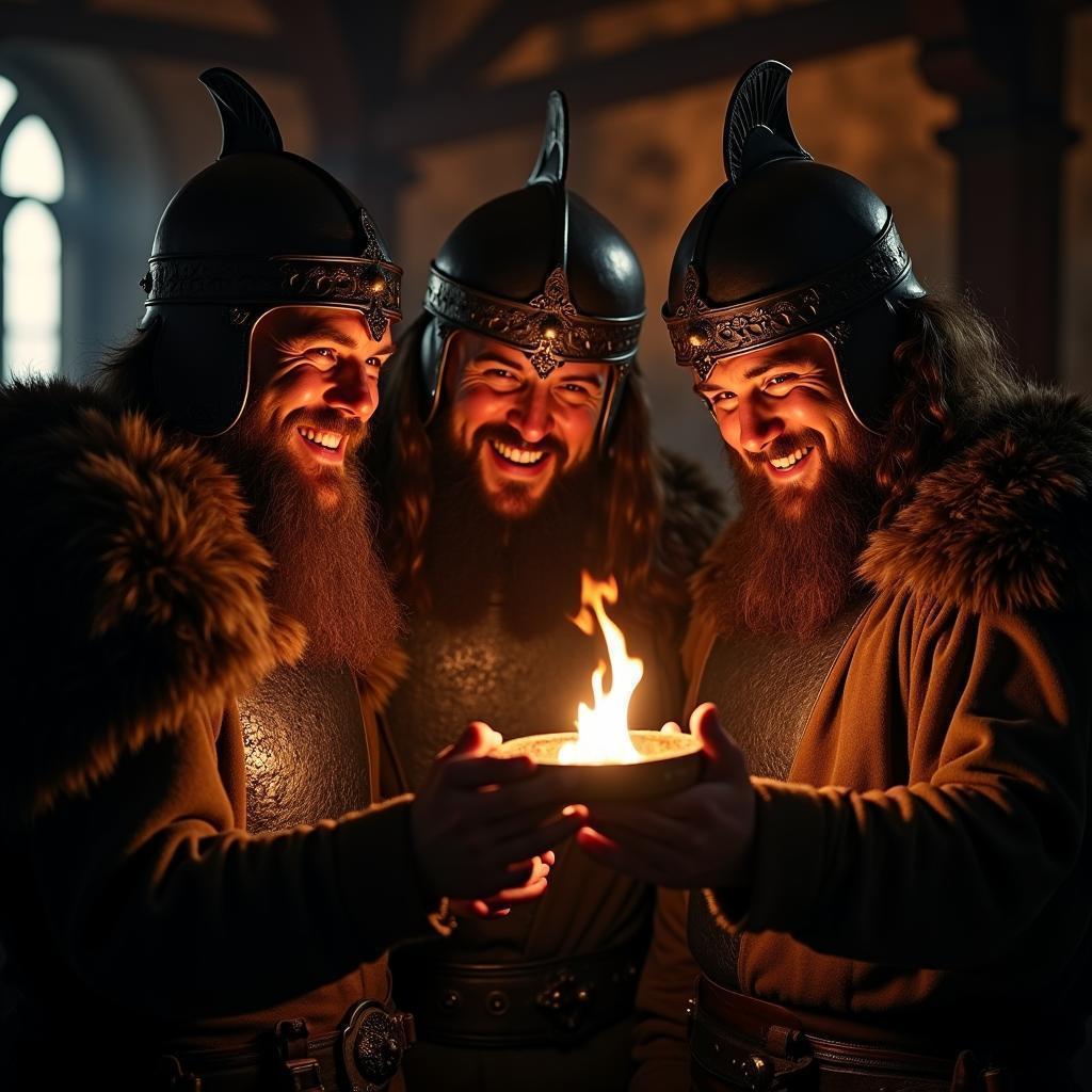 Vikings Huddled Around a Mystical Device