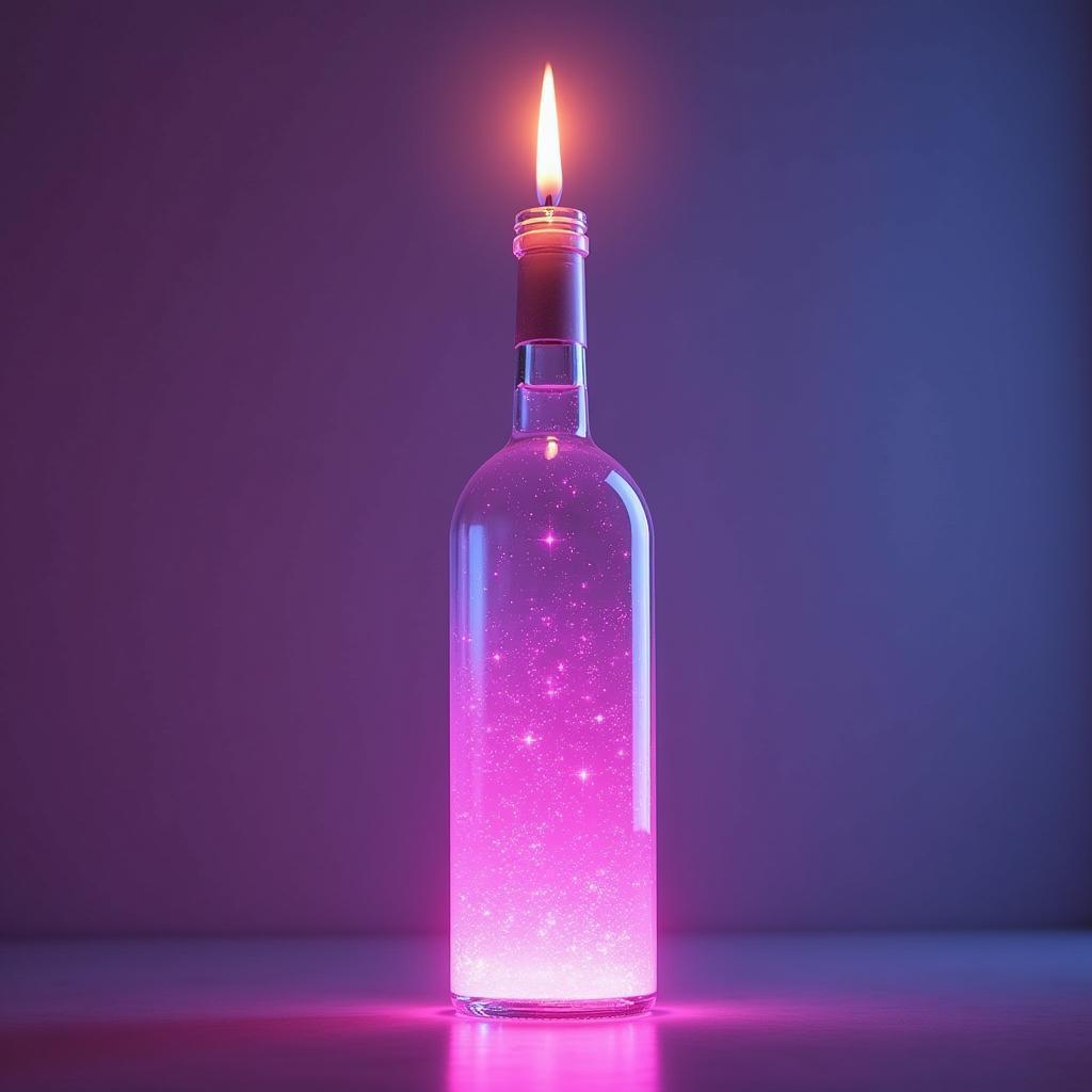 Neon Wine Bottle Candle in Vaporwave Dreams