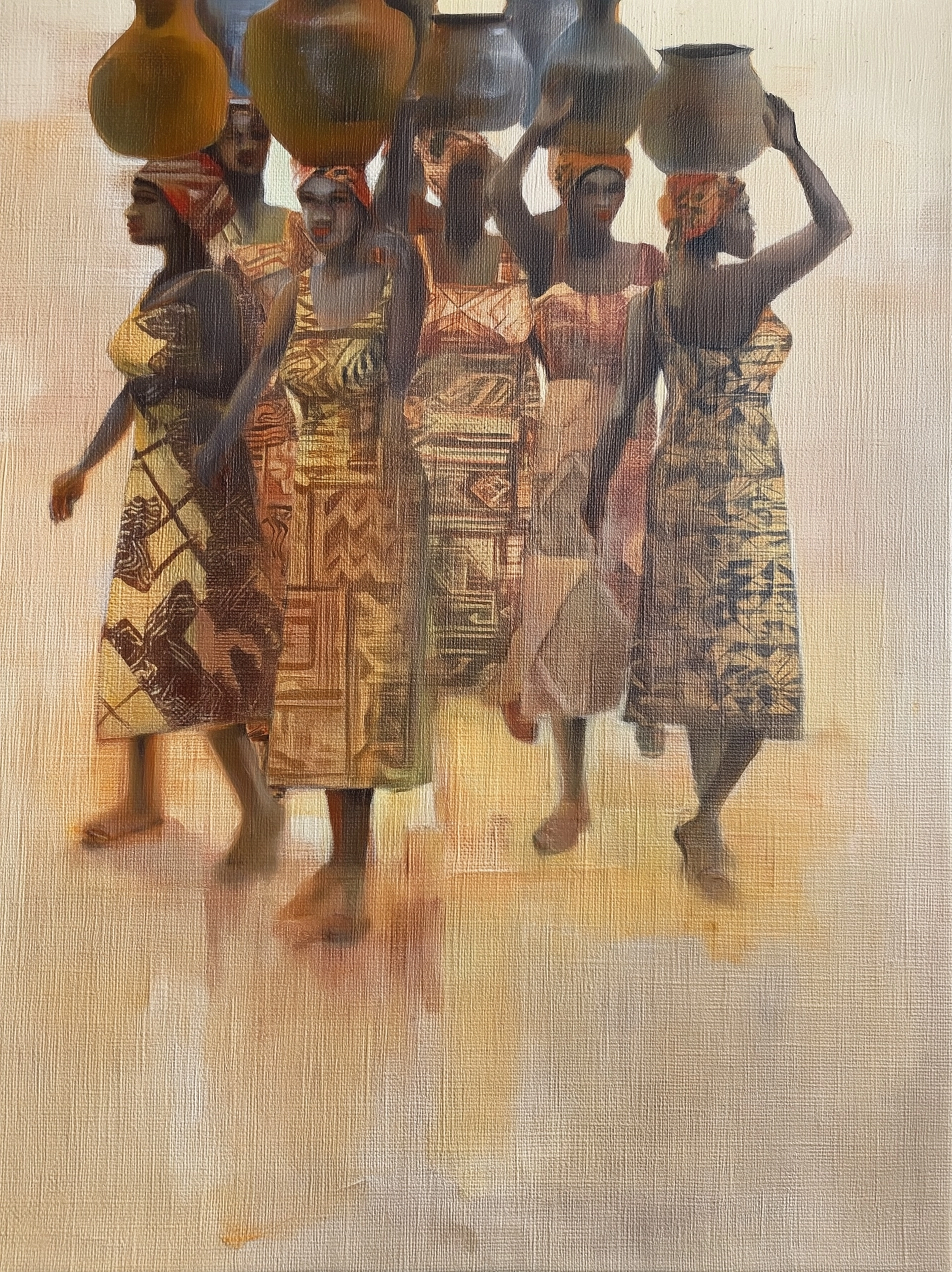 Group of African women standing and walking together