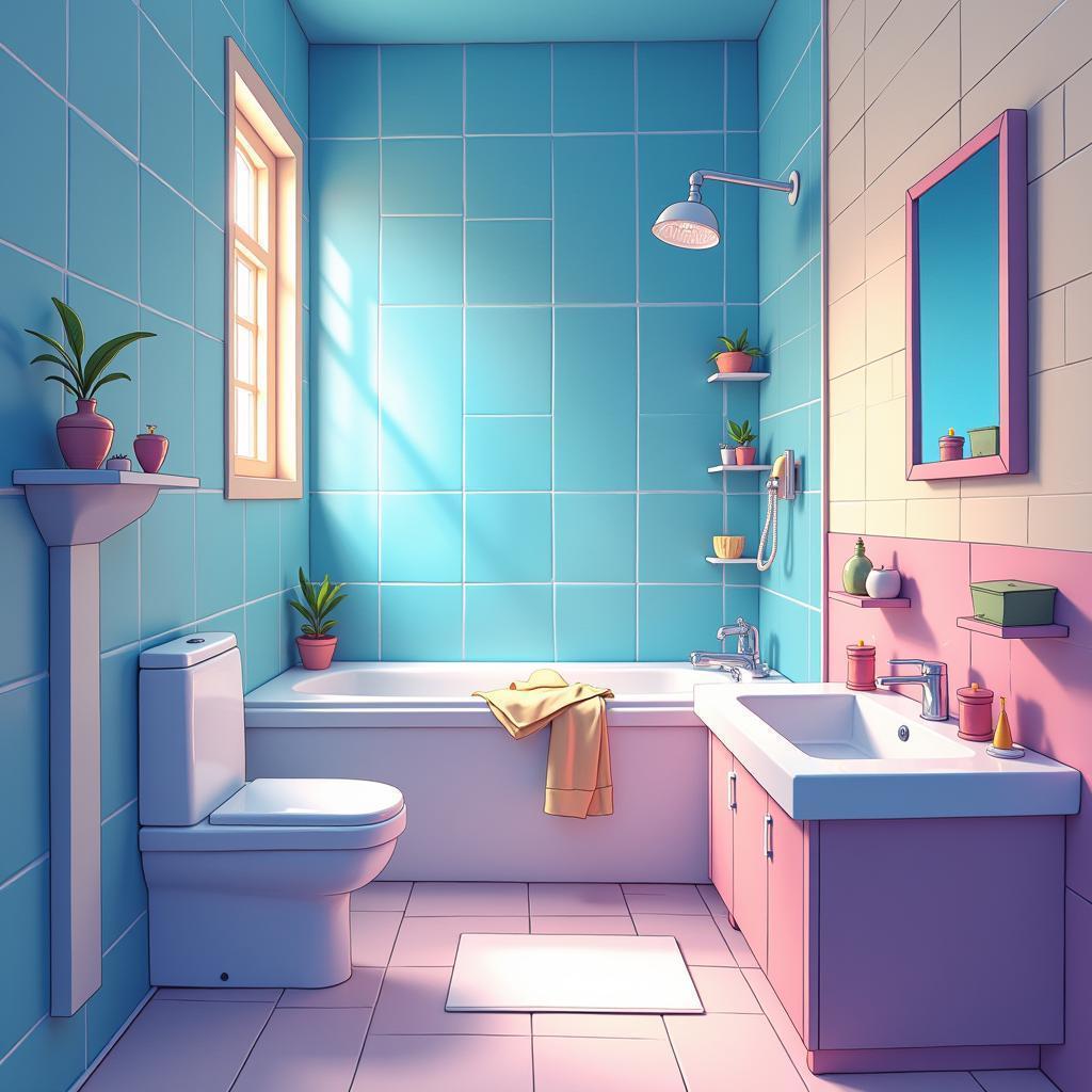 Animated Bathroom Design in Playful Vibrant Motion