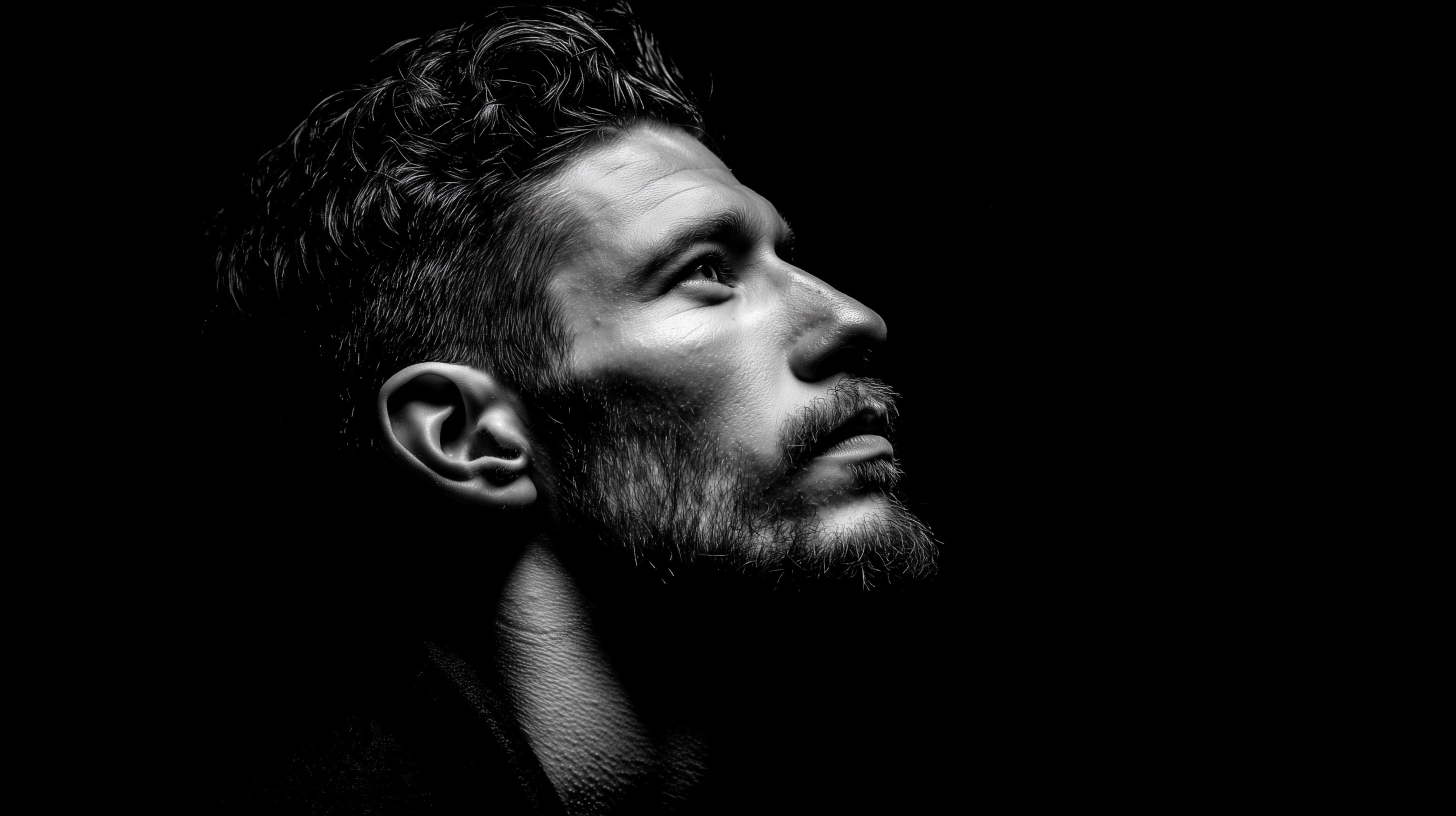 Black and white dramatic man portrait