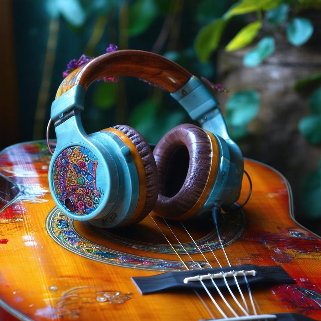 Headphones Resting on a Ghibli Guitar